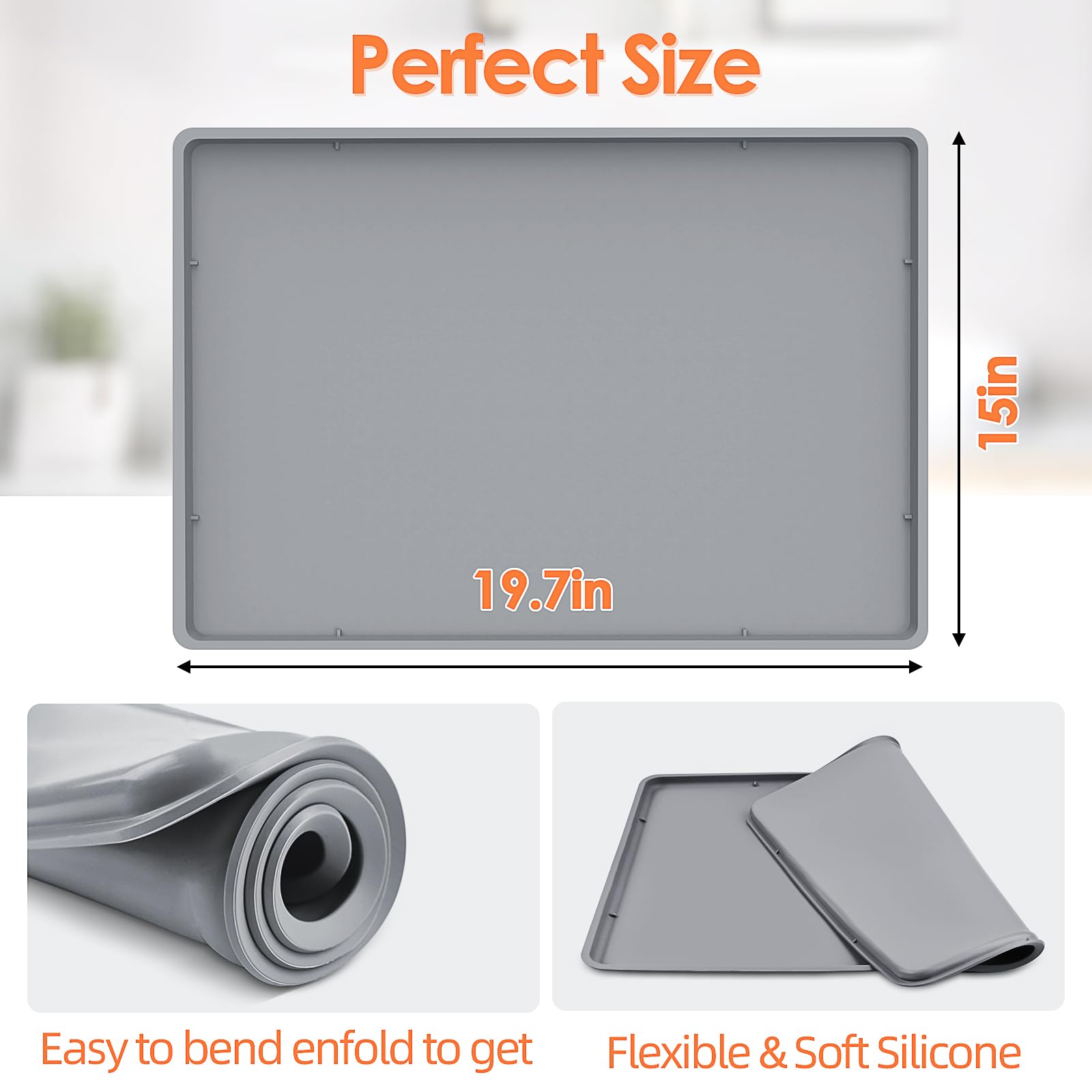 Tohonfoo Silicone Coffee Maker Mat With Lip, 19.7'' X 15'' Heavy Duty Coffee Maker Mat For Countertops, Coffee Tray Fit Under Co