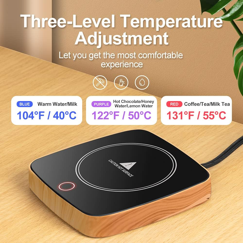 Defashun Coffee Mug Warmer Waterproof Smart Cup Warmer With 3 Temperature Setting For Warming & Heating Coffee, Beverage, Milk,