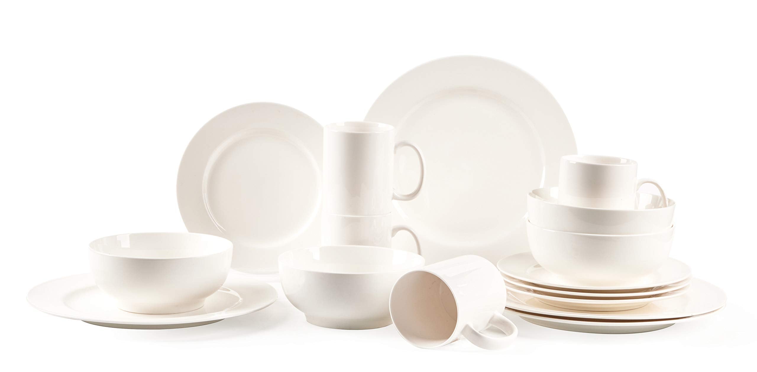 HomeVss, Bone China Rim Shape, Elegance White 40pc Dinnerware Set