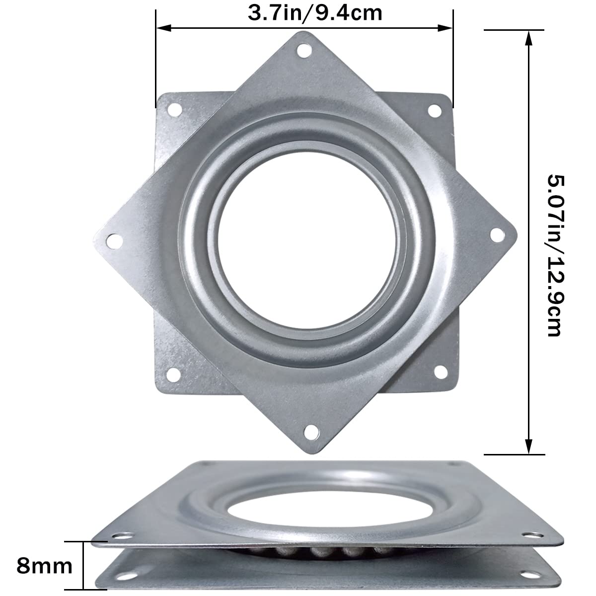 2 Pcs Of 4'' Inch Lazy Susan Turntable Bearings Hardware Square Rotating Bearing Plate For Serving Trays, Swivel Plate, Kitchen