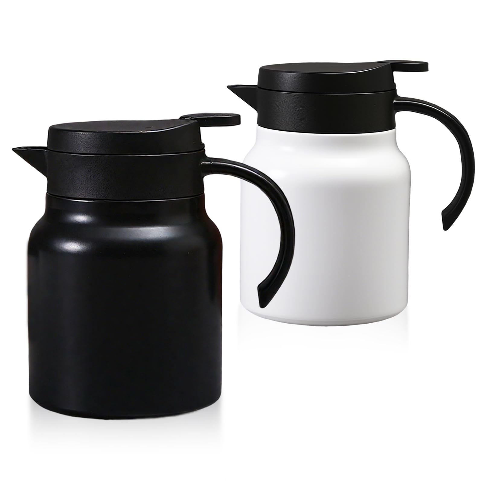 2 Pcs Thermal Coffee Carafe Stainless Steel Double Wall Vacuum Insulated Pot Creamer Pitcher Container,800ml 27oz Hot/Cold Bever