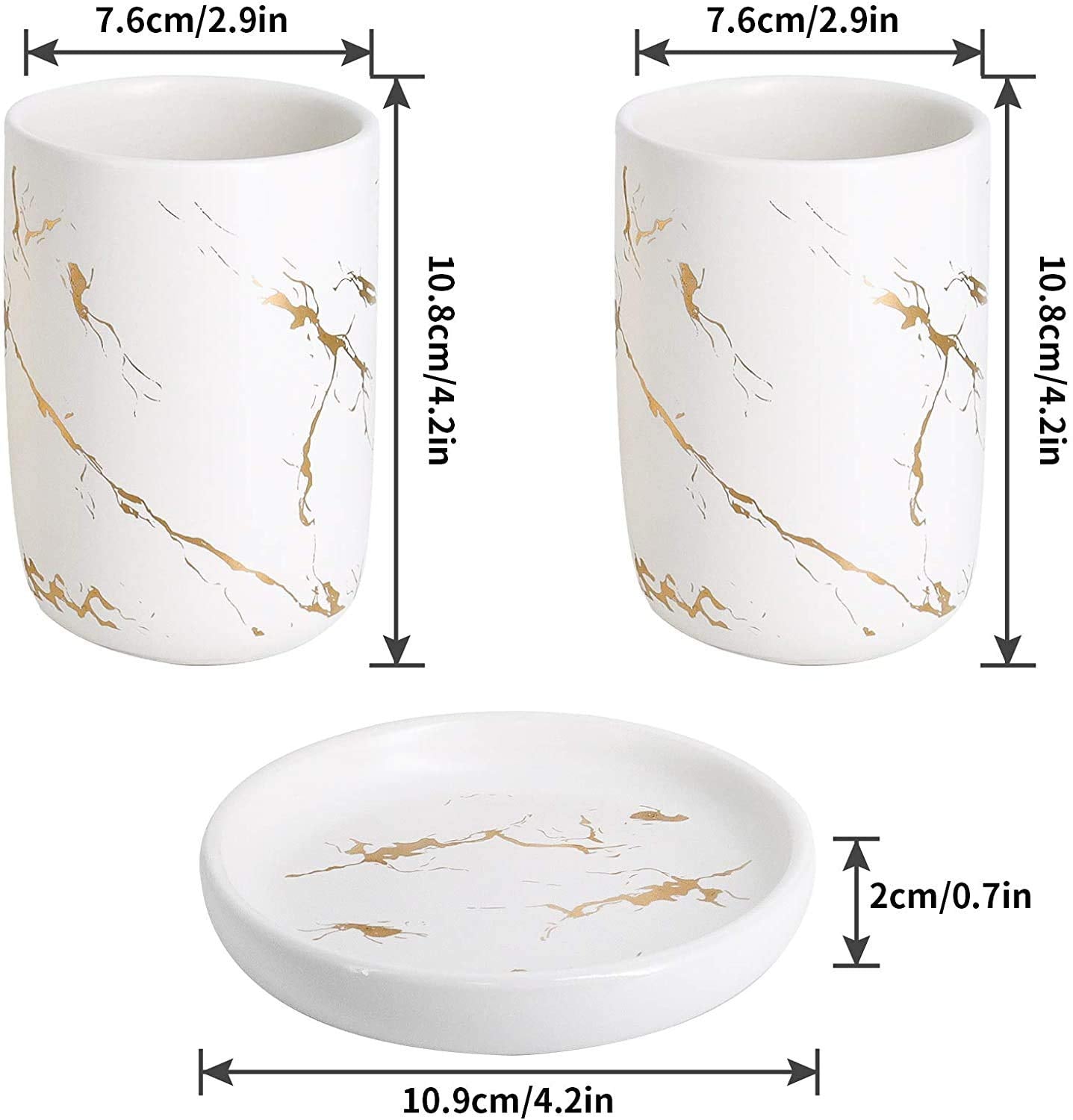 Qulable Cream Bathroom Accessories Set Complete, 4 Pcs Ceramic Bathroom Decorations Accessories Sets Includes Lotion Dispenser,