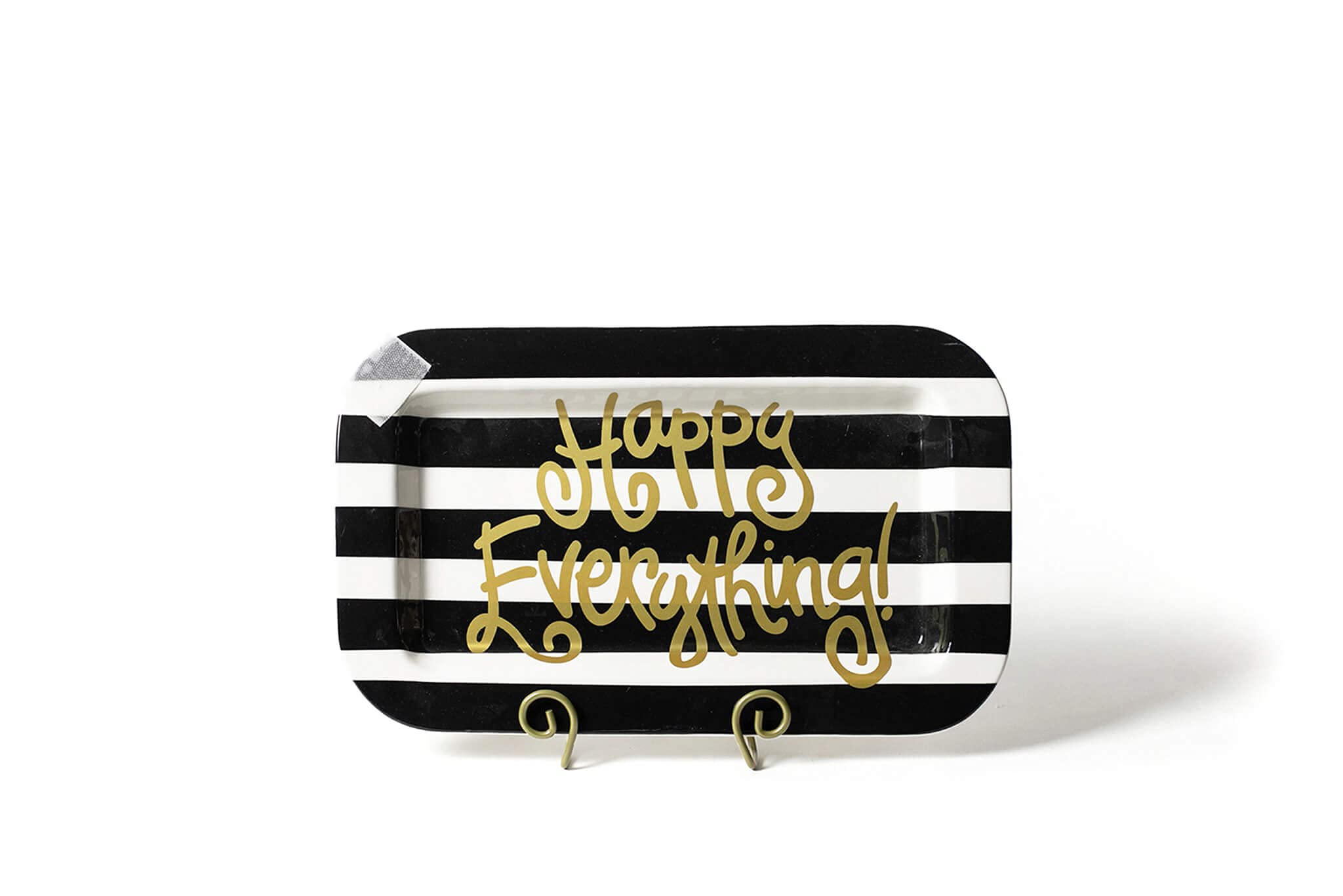 Happy Everything Black Stripe Mini Rectangle Platter