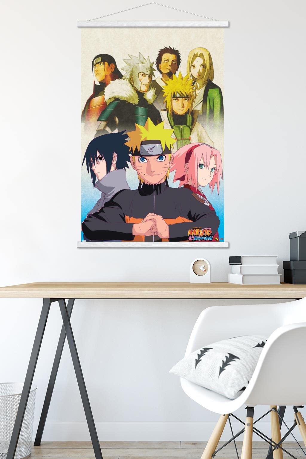 Trends International Naruto Shippuden - Key Art Wall Poster, 22.375'' X 34'', Premium Print And White Hanger Bundle