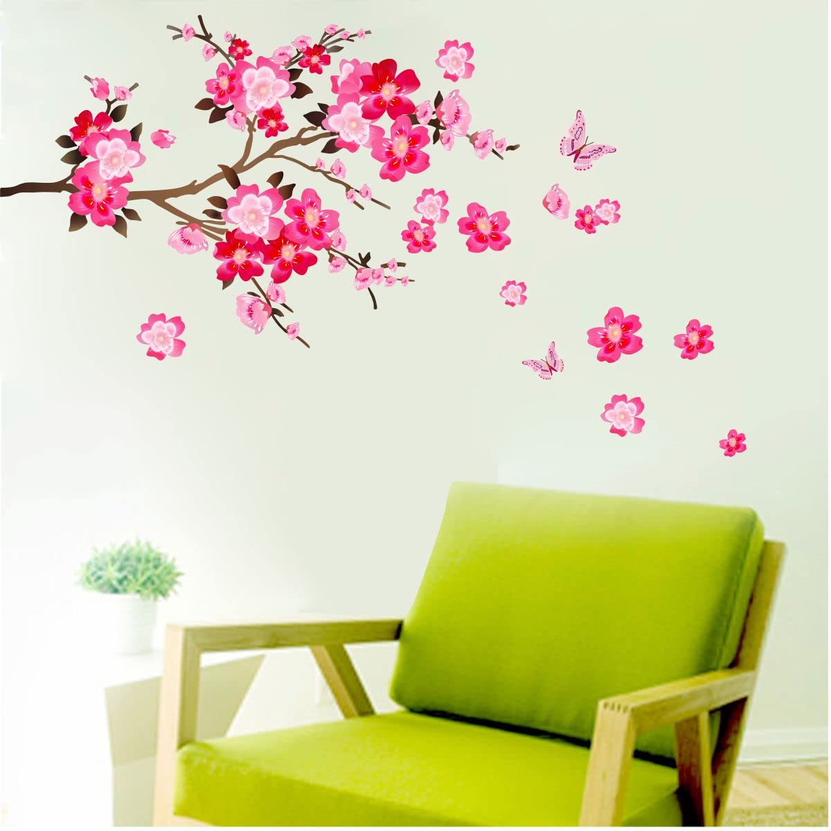 Sticker Studio Pink Floral Branch Wall Sticker and Decals Viny,Multicolour (58Cm X 48Cm)