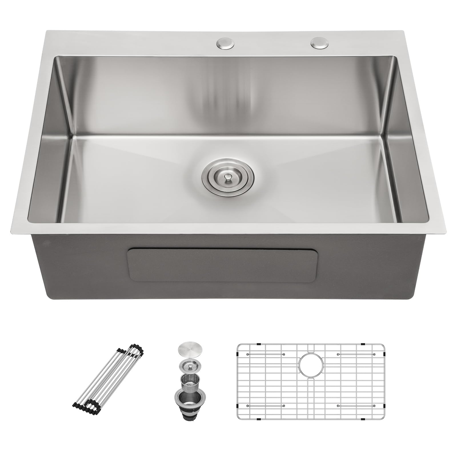 Sarlai 33 Kitchen Sink Drop In - 33 X 22 Inch Kitchen Sink Drop In Stainless Steel Topmount 16 Gauge Deep Single Bowl Above Coun