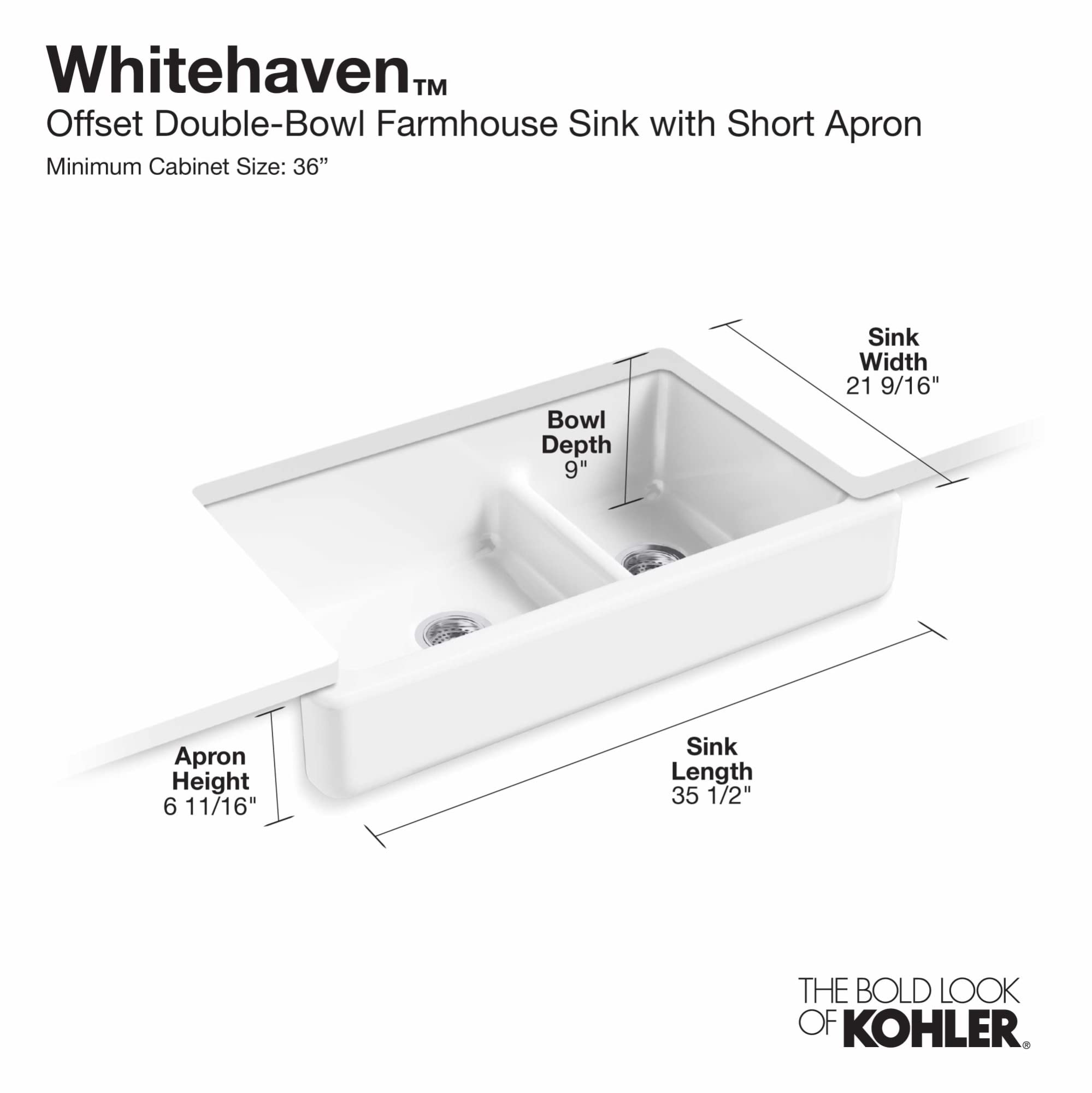 Kohler K-6426-Dgb Whitehaven Kitchen Sink, 36 Inch, Indigo Blue
