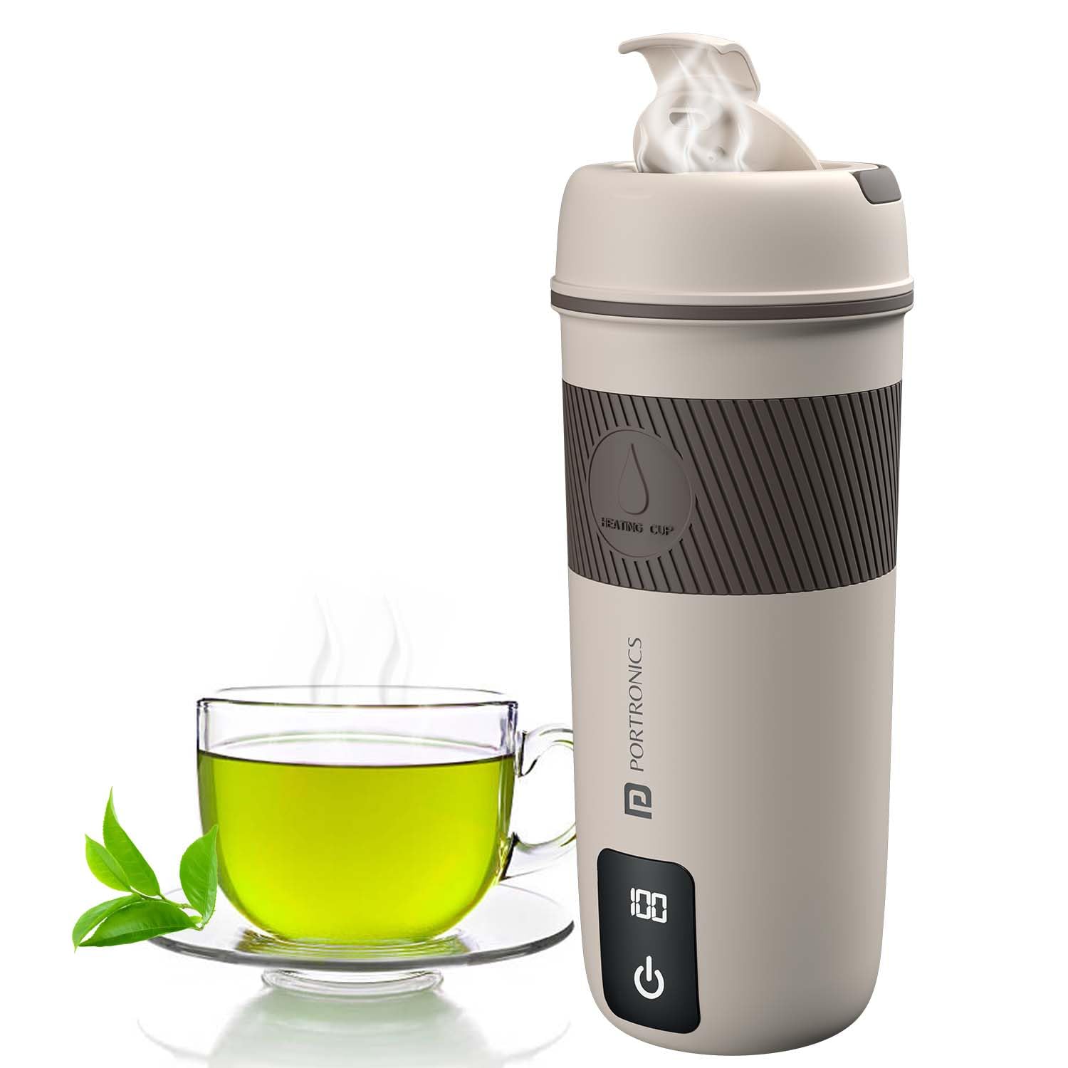Portronics Thermosip 400Ml Vacuum Insulated Portable Travel Electric Kettle, Fast Water Boiling, Cool Touch Body, Digital Displa
