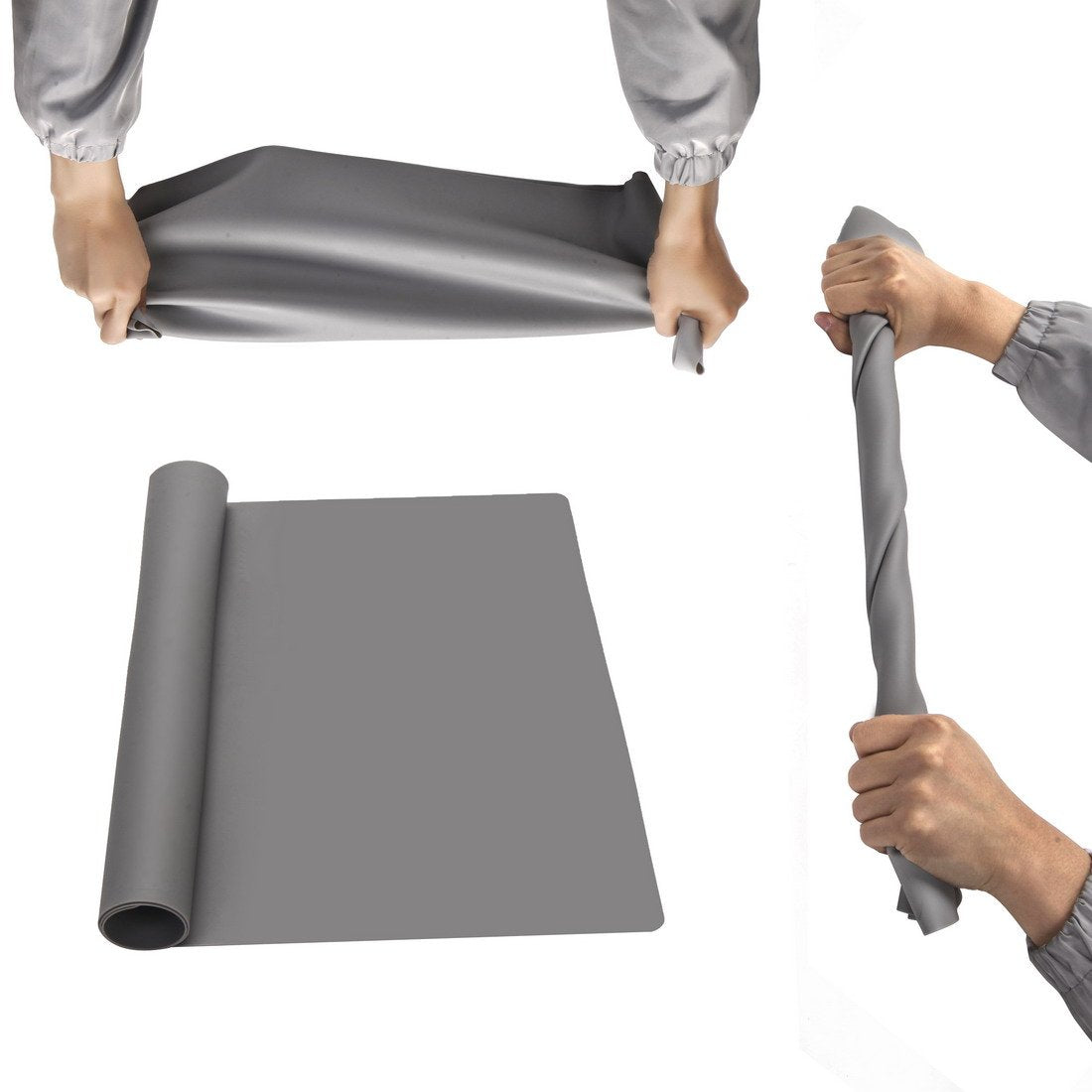 Max2co 23.6'' by 15.7''Flexible Silicone Placemat Non Slip Waterproof Heat Resistant Dinner Table Grey 2 PCS