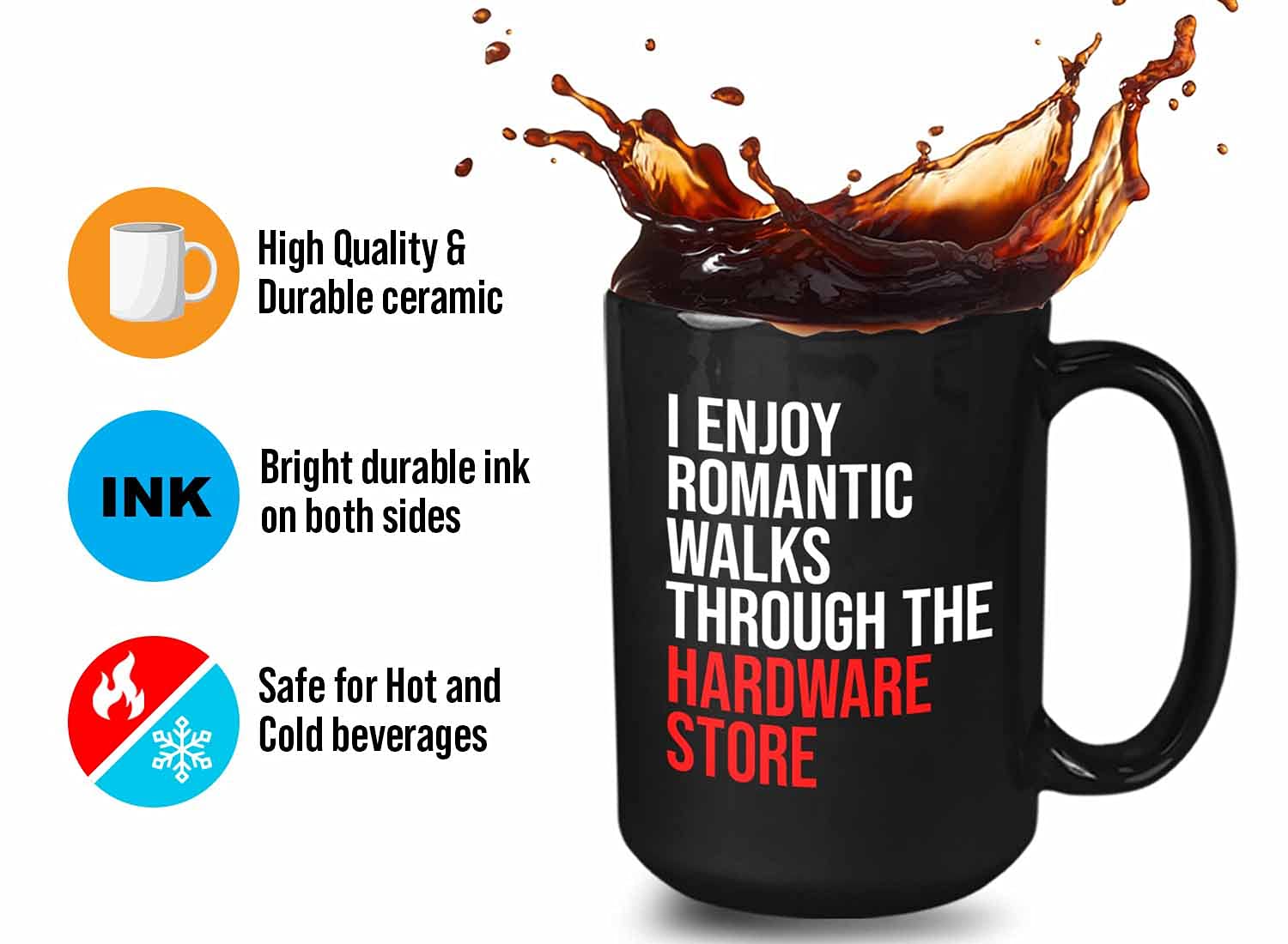 Mechanic Coffee Mug - I Enjoy Romantic Walks Through the Hardware Store - Car Husband Grandpa Dad Technician Tools Repair Machin
