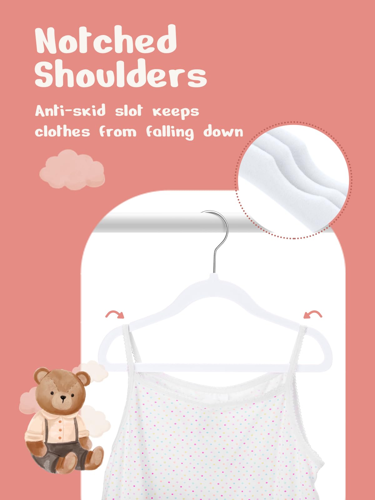 House Day Velvet Baby Hangers 50 Pack, Premium Children'S Hangers For Baby, Infant & Toddler Clothes, Durable Non Slip Baby Felt