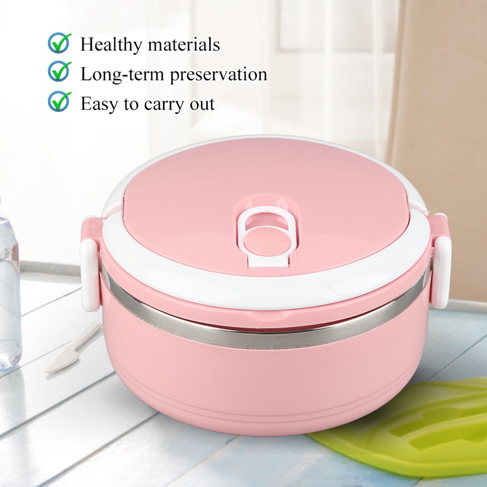 Youthink Insulated Food Box, Single Layer Portable Stainless Steel Thermal Food Container For Home Office Rice Noddles Storge