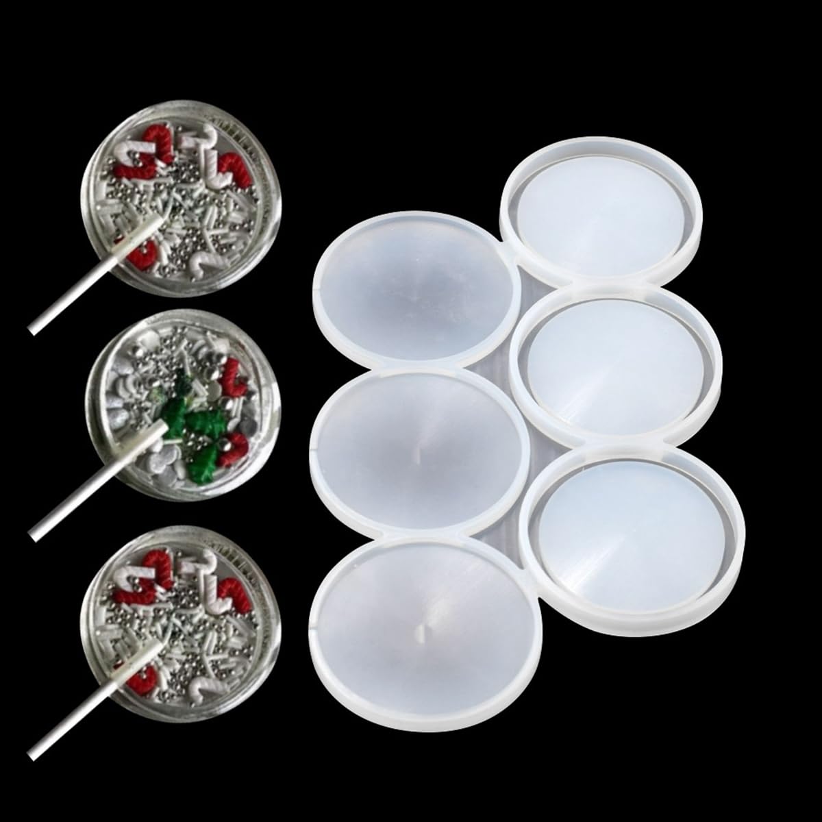 Mostsom 3D Round Lollipop Mold Silicone Candy Mold Diy Manual Candy Creative Jewelry Popular Color Silicone Lollipop Mold 2Pcs (