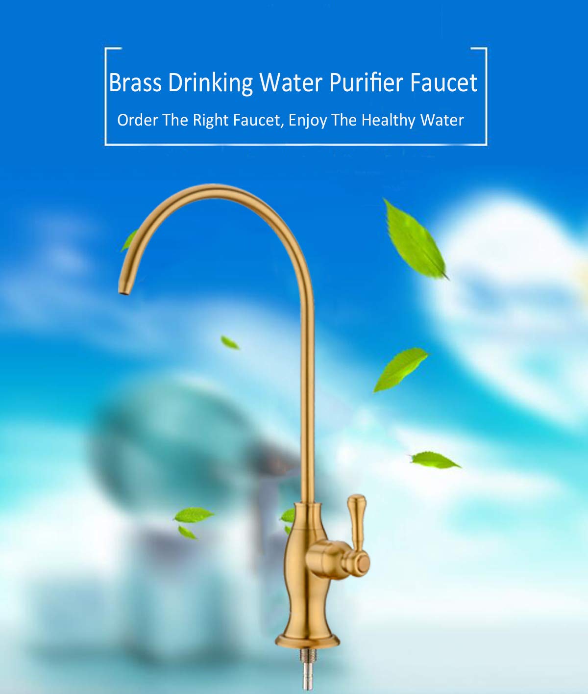 Brushed Gold Drinking Water Purifier Faucet  Delle Rosa Gold Water Faucet for Under Sink Water Filter System  Modern Brass RO Faucet Brushed Gold Bar Sink Faucet