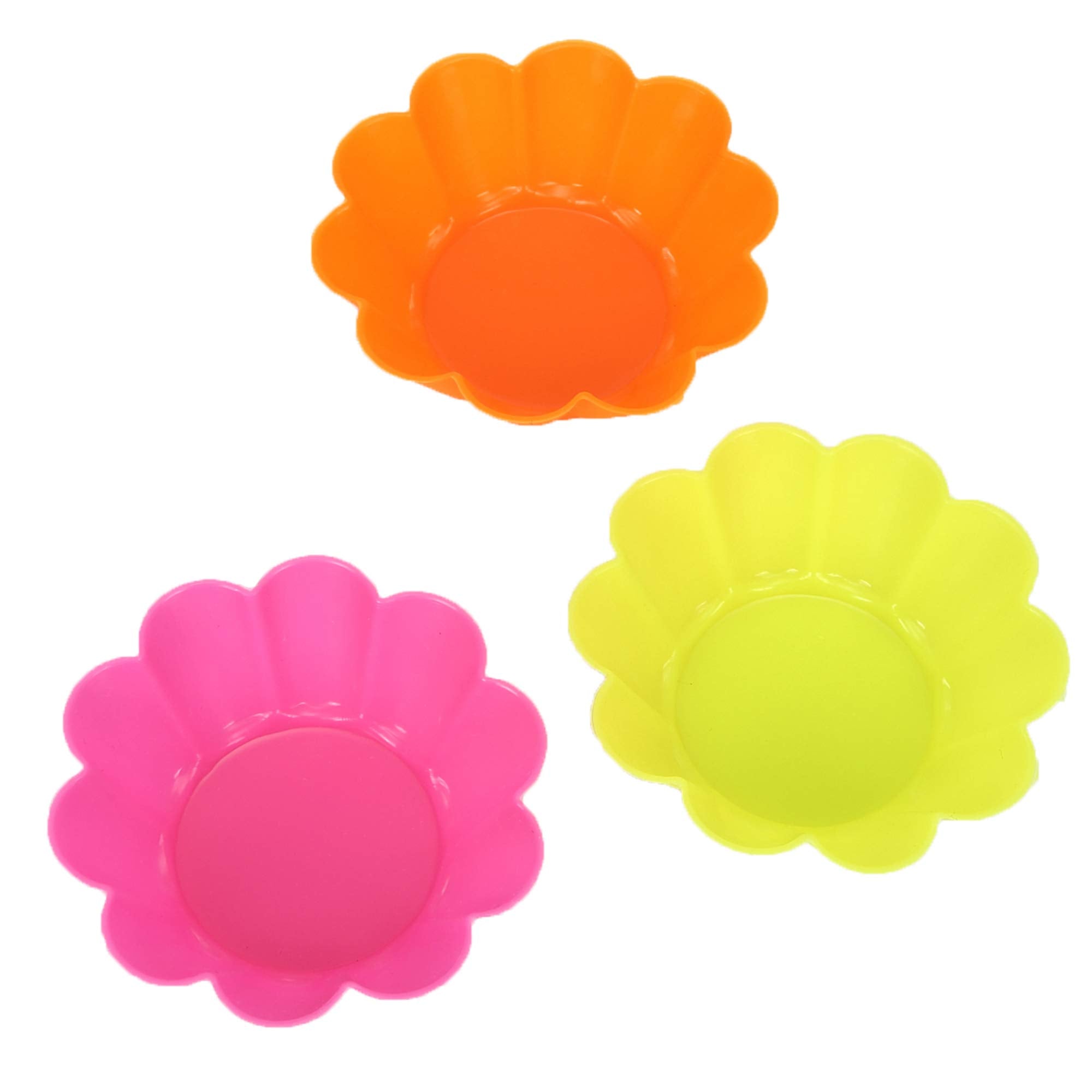 Clazkit  Yh021 Silicone Reusable Flower Shaped Muffin Moulds Set Of 8, Multicolour 7.5*4.5*3