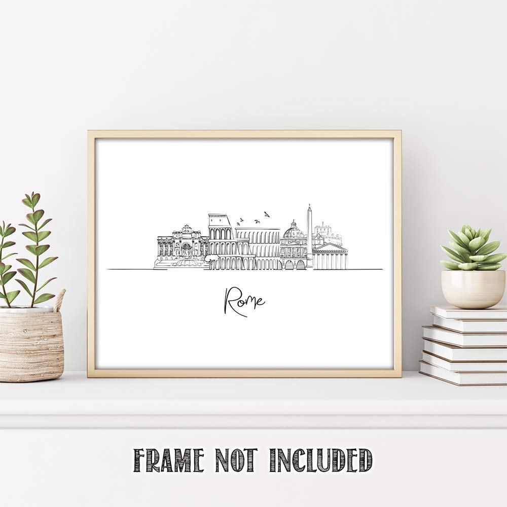 Rome, Italy Capital City Skyline Landscape - Europe Travel Adventures & Bucket List Vacation Cityscape Wall Art Decor - Unframed