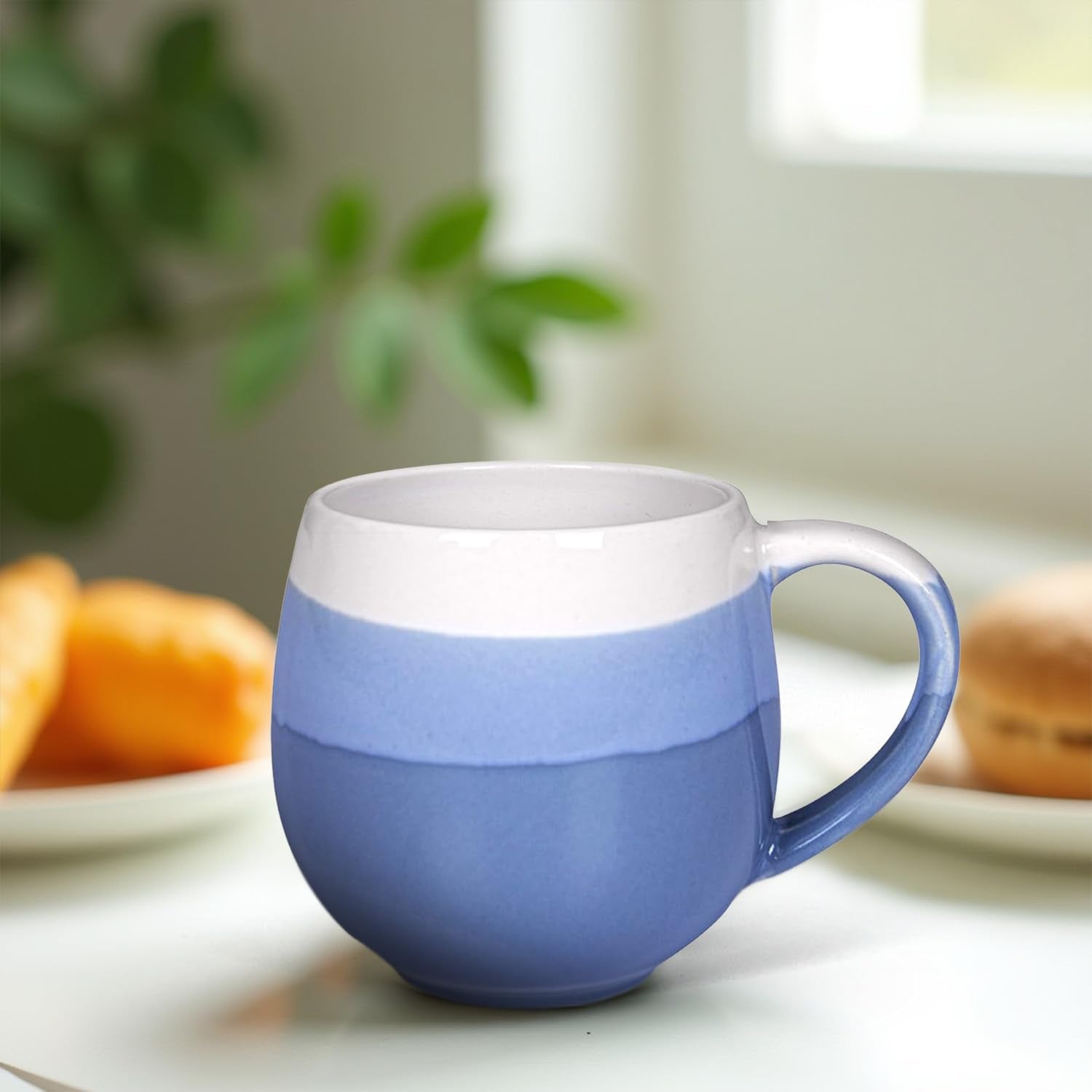 U & U UNIQUE UTILITIES Ceramic Coffee Mug Milk Cup for Home & Office Gift - 450 ML (Grey-Blue)