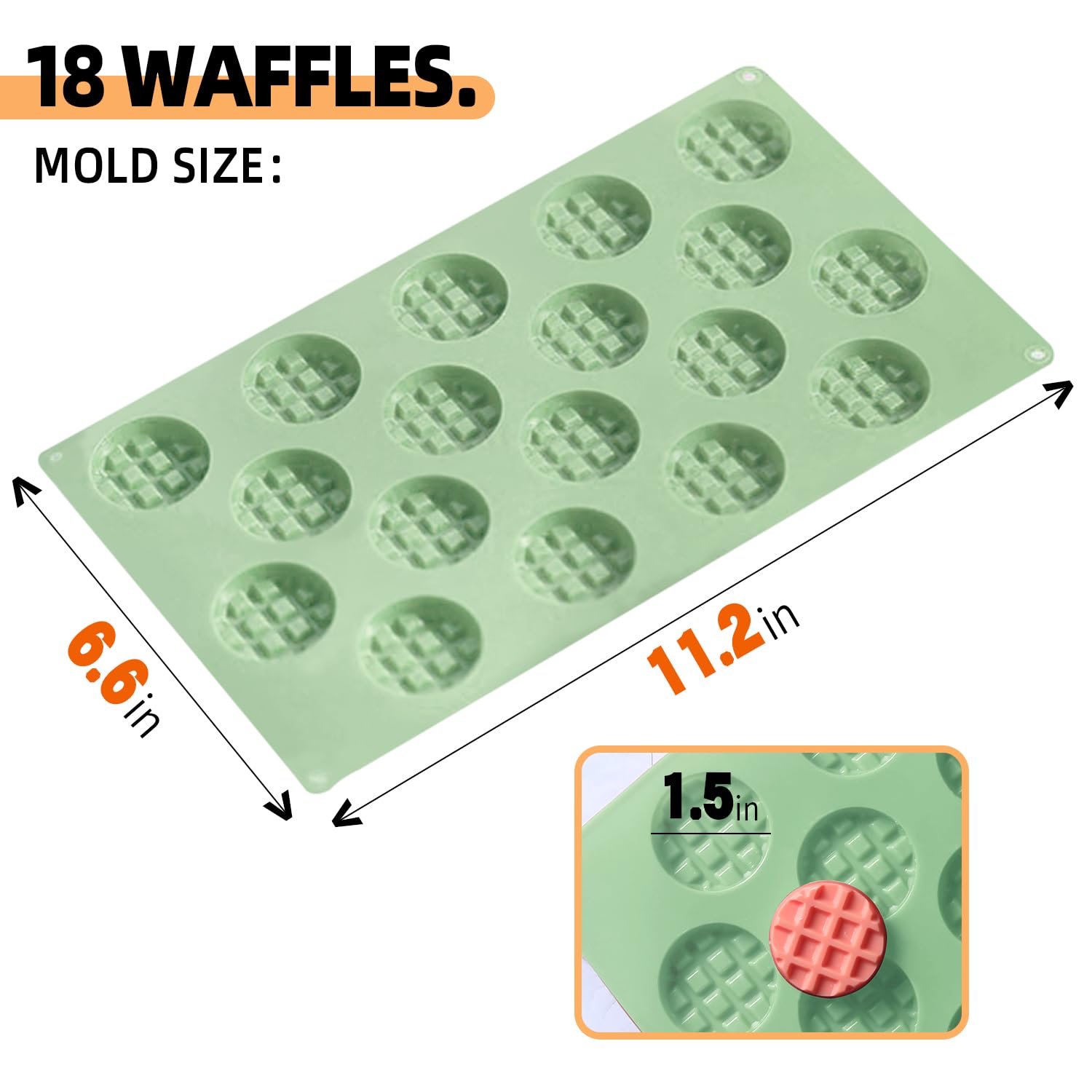 Qeleg 2Pcs Silicone Wax Melt Molds, 18 Cavities Mini Eggo Waffle Mold For Cookie, Chocolate, Candy And Gummy Mold