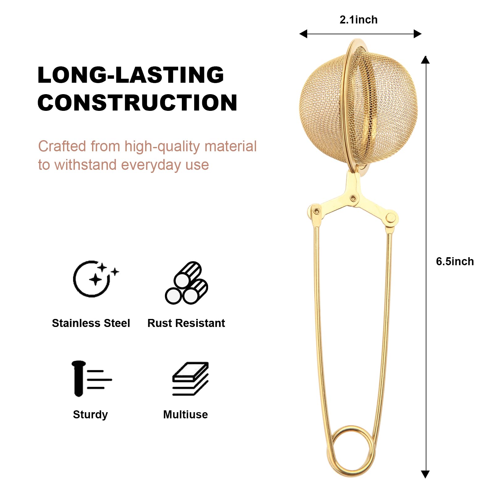 Luckyiren Snap Tea Ball Infuser With Handle; Premium Stainless Steel Fine Mesh Screen Tea Strainer Filters Colander Cullender Si