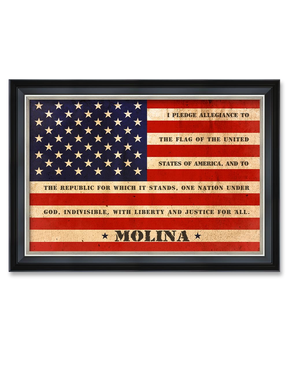 Ipic - American Flag Personalized Framed Wall Art With Names And Date On, Giclee Prints Framed With Solid Wood, Custom Memorial