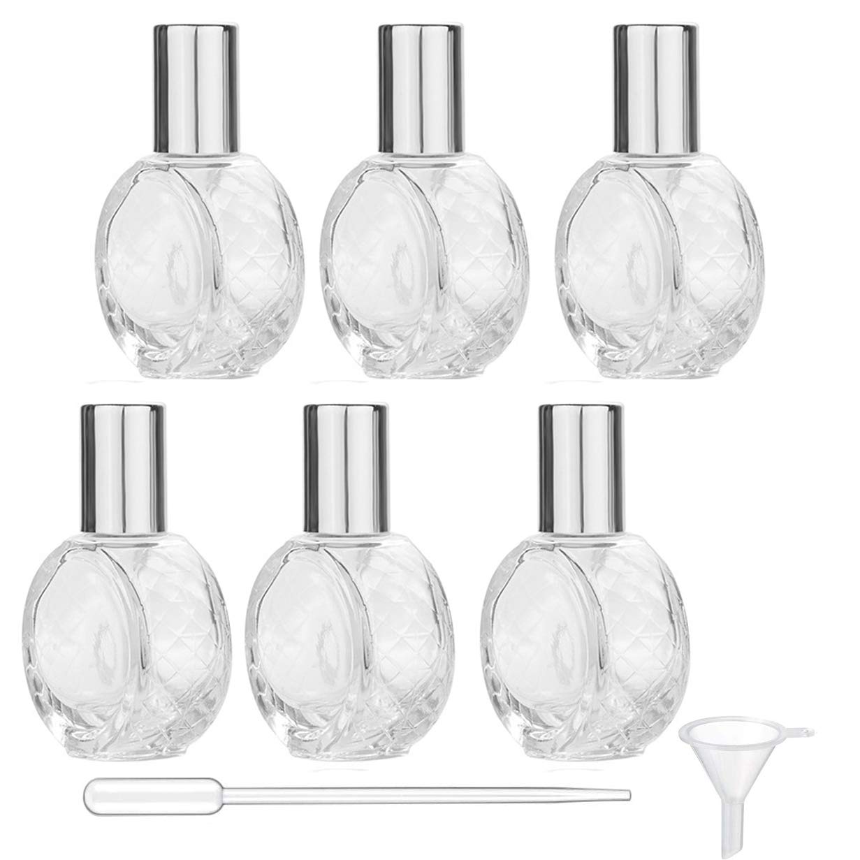6Pcs 10Ml Travel Cosmetic Glass Bottle Steel Ball Essential Oil Bottle Thick Empty Roll-On Essential Oil Pefume Bottle Round Mas
