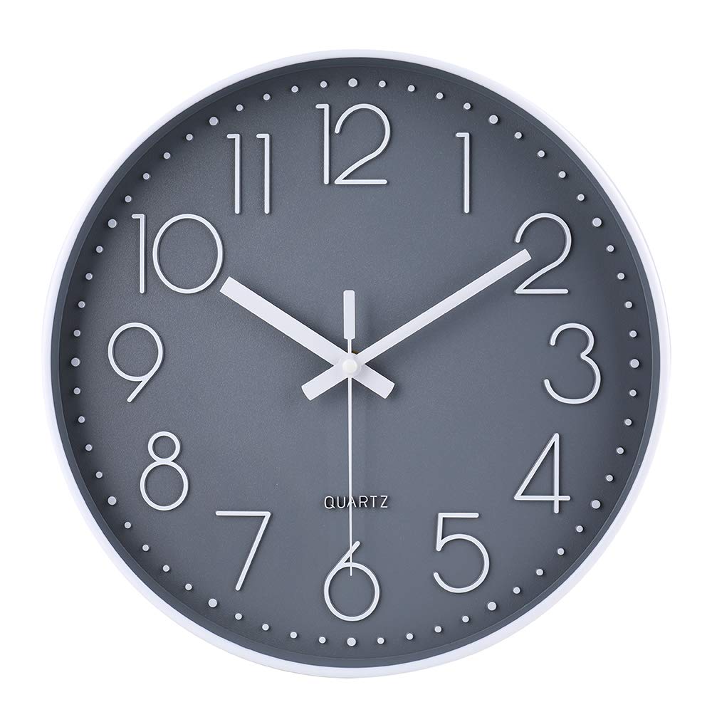 jomparis Small Wall Clock 8 Inch Gray Wall Clocks Silent Non-Ticking for Bedroom Bathroom Kitchen