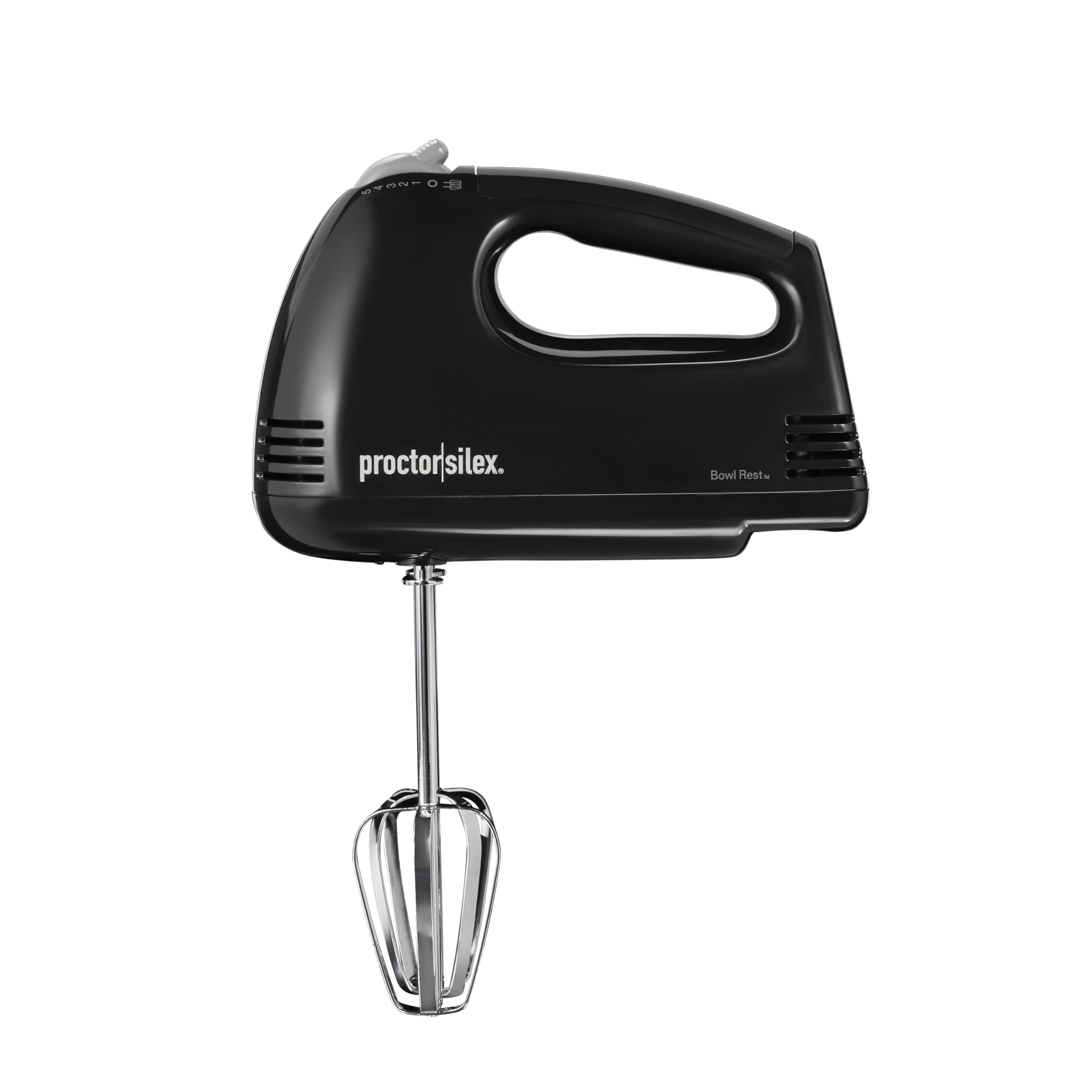 Proctor Silex Easy Mix 5-Speed Electric Hand Mixer With Bowl Rest, Compact And Lightweight, 100 Watts Of Peak Power, Black
