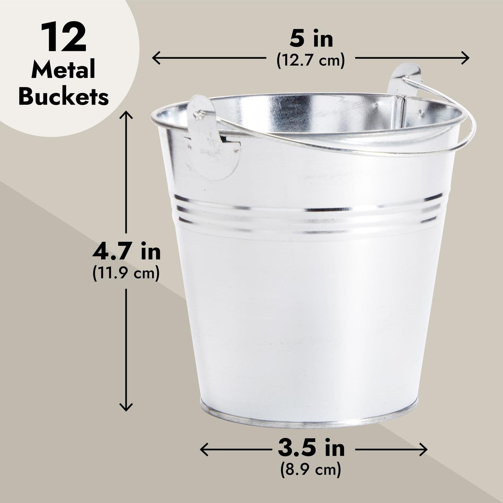 Juvale 12 Pack Galvanized Metal Buckets With Handles For Party Decorations, Small Tin Pails (4.7 In)