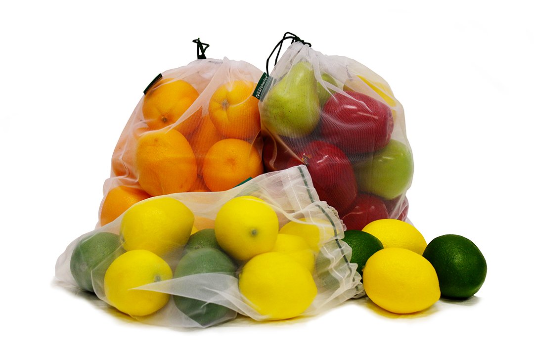 Earthwise Reusable Mesh Produce Bags - Set of 9, Lightweight Transparent, Small, Strong See-Through for Fruits & Veggies