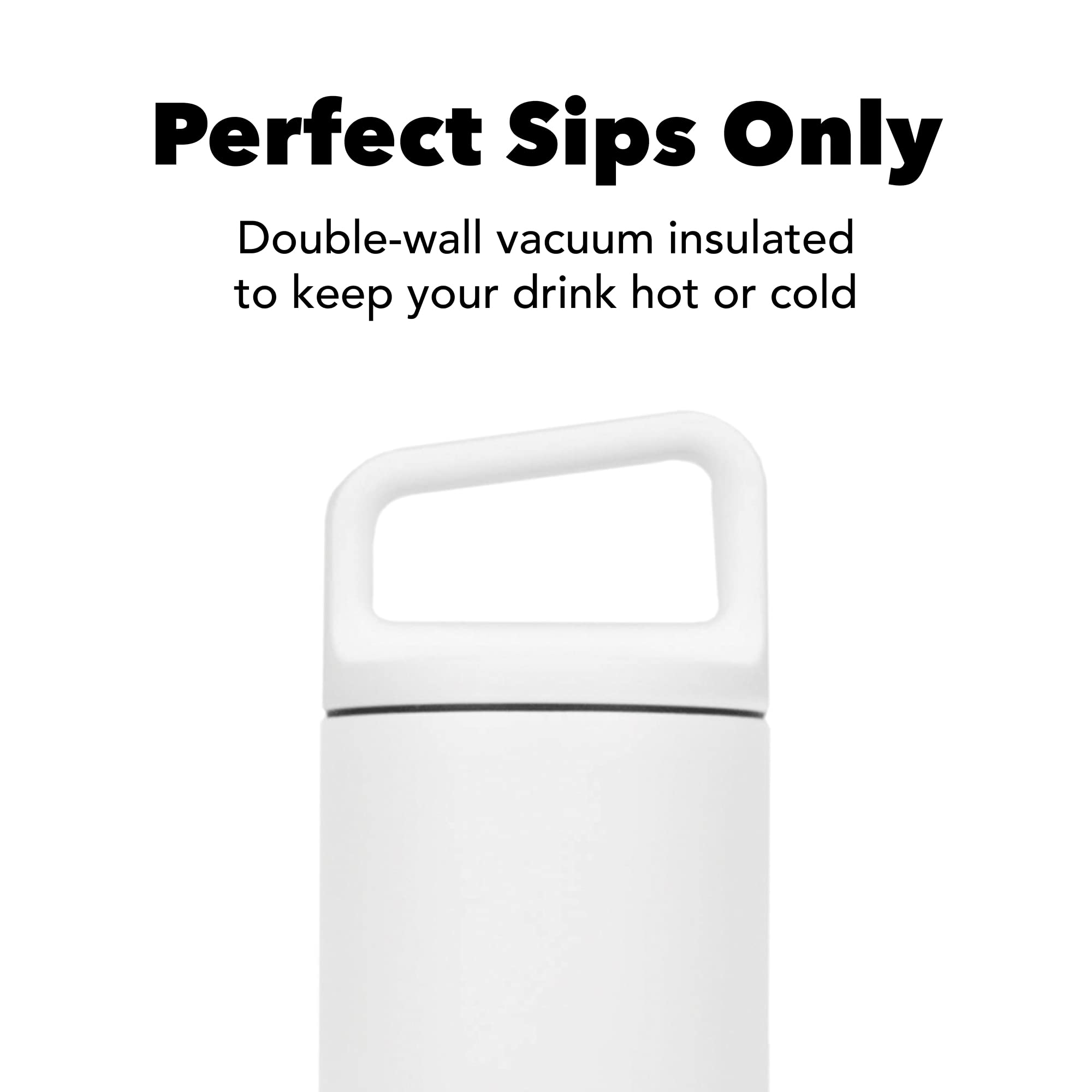 Miir, Wide Mouth Water Bottle, Vacuum Insulated Leakproof, Stainless Steel Construction, White, 20 Oz