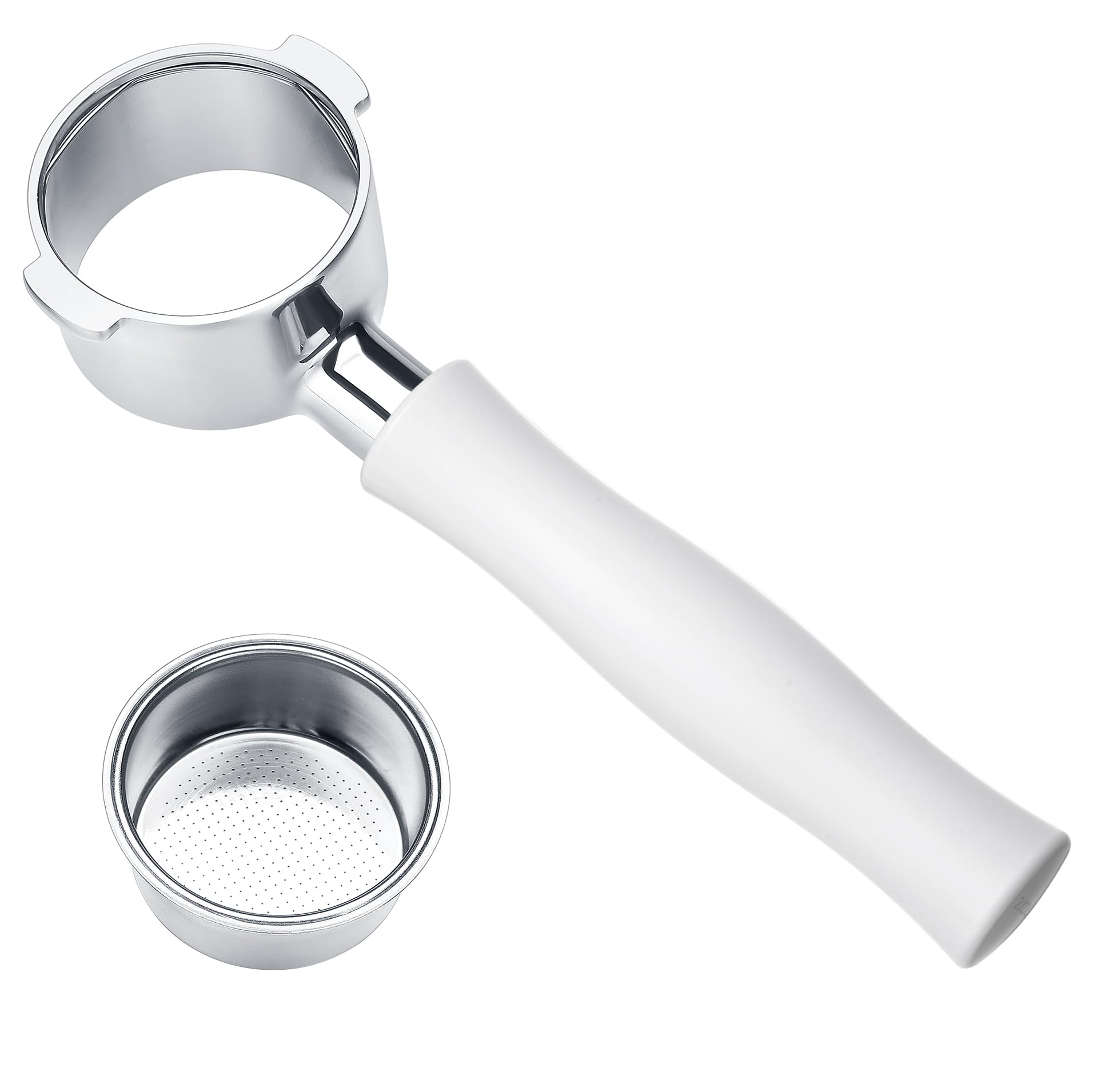 Normcore 51Mm Naked Bottomless Portafilter 2 Ears Fits Delonghi Ecp3420/Ec155/Bco430/Ec260 With Non-Stick Coating White Anodized