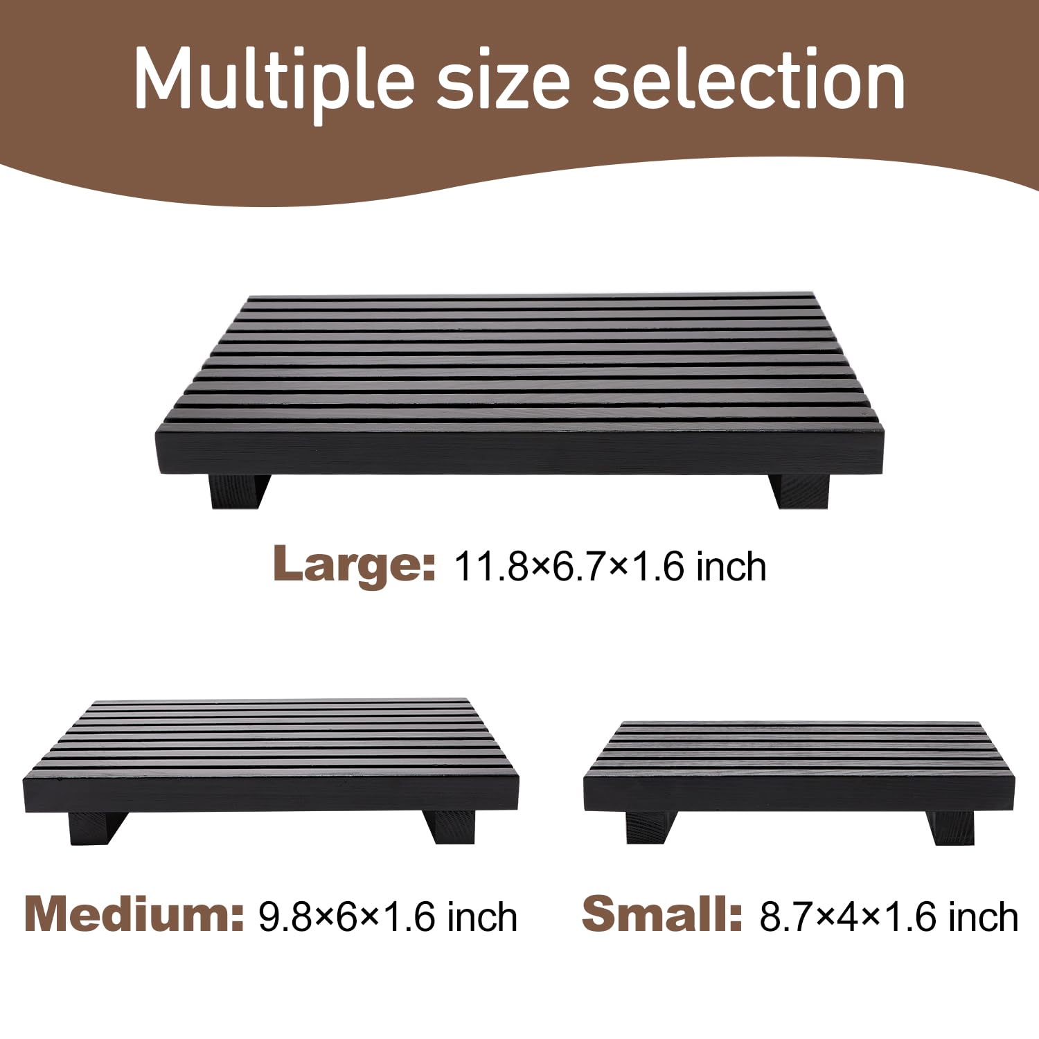 Small Black Bathroom Decor Tray For Counter Dish Soap Holder Wooden Pedestal Stand For Kitchen Sink Soap Dispenser Wood Risers K
