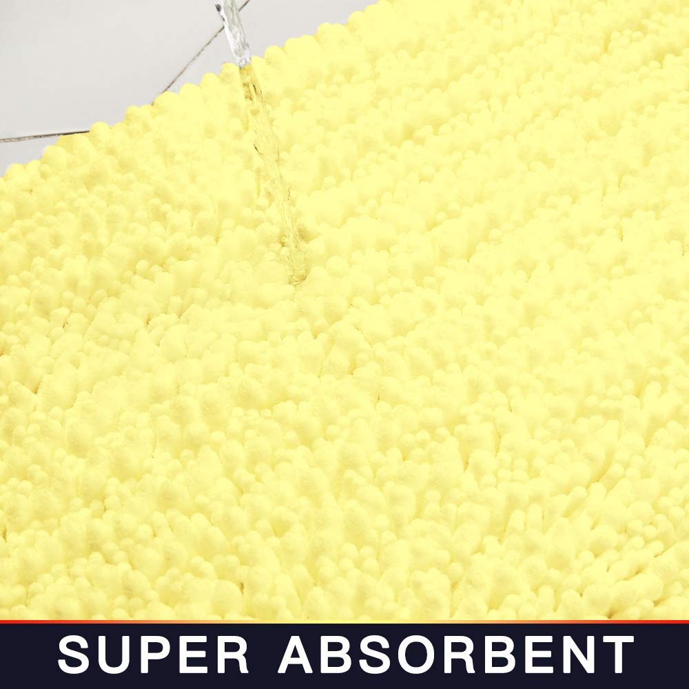 Walensee Large Bathroom Rug Non Slip Bath Mat (72X24 Inch Yellow) Water Absorbent Super Soft Shaggy Chenille Machine Washable Dr