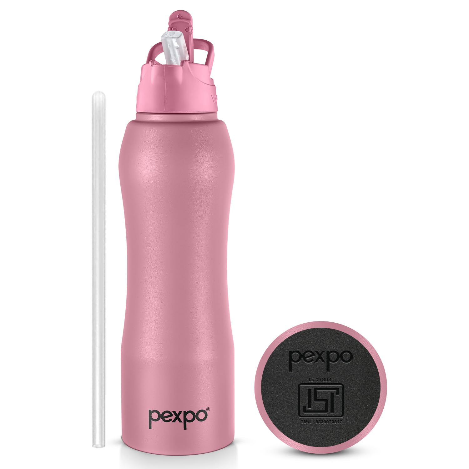 Pexpo Belly Pro Isi Certified Stainless Steel Water Bottle 1 Ltr, With Straw Lid Sipper Cap | Rcb Edition | Single Wall Fridge B