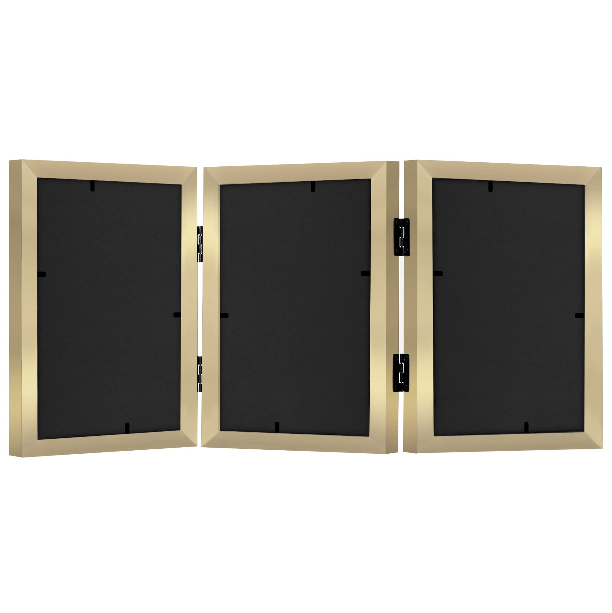 Americanflat Hinged 3 Picture Frame 5x7 with Shatter-Resistant Glass - Signature Collection - Foldable Picture Frame for Tableto