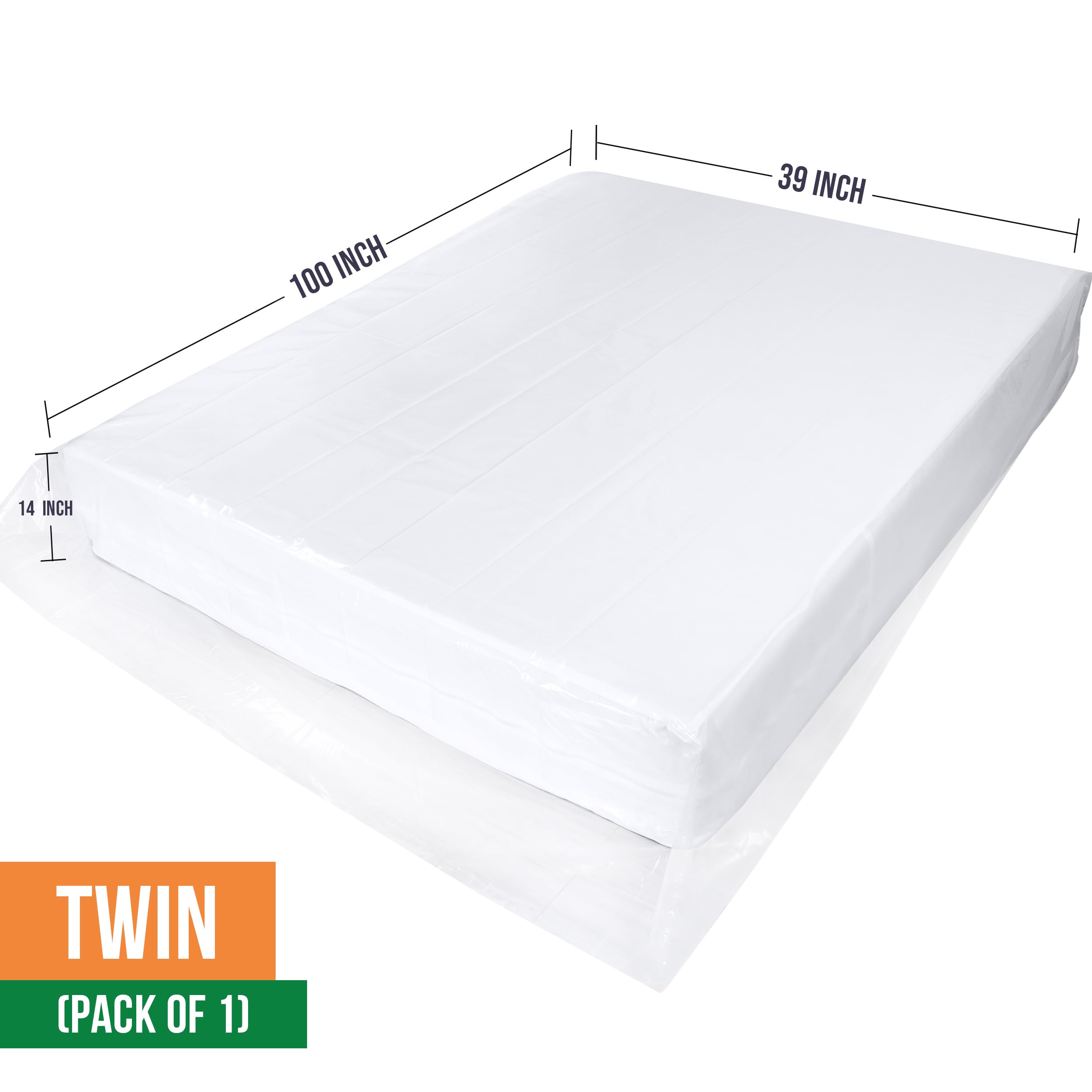 Utopia Home Twin Mattress Bag - 4 Mil Extra Thick Plastic Cover, Transparent Storage Solution, Model UH1006