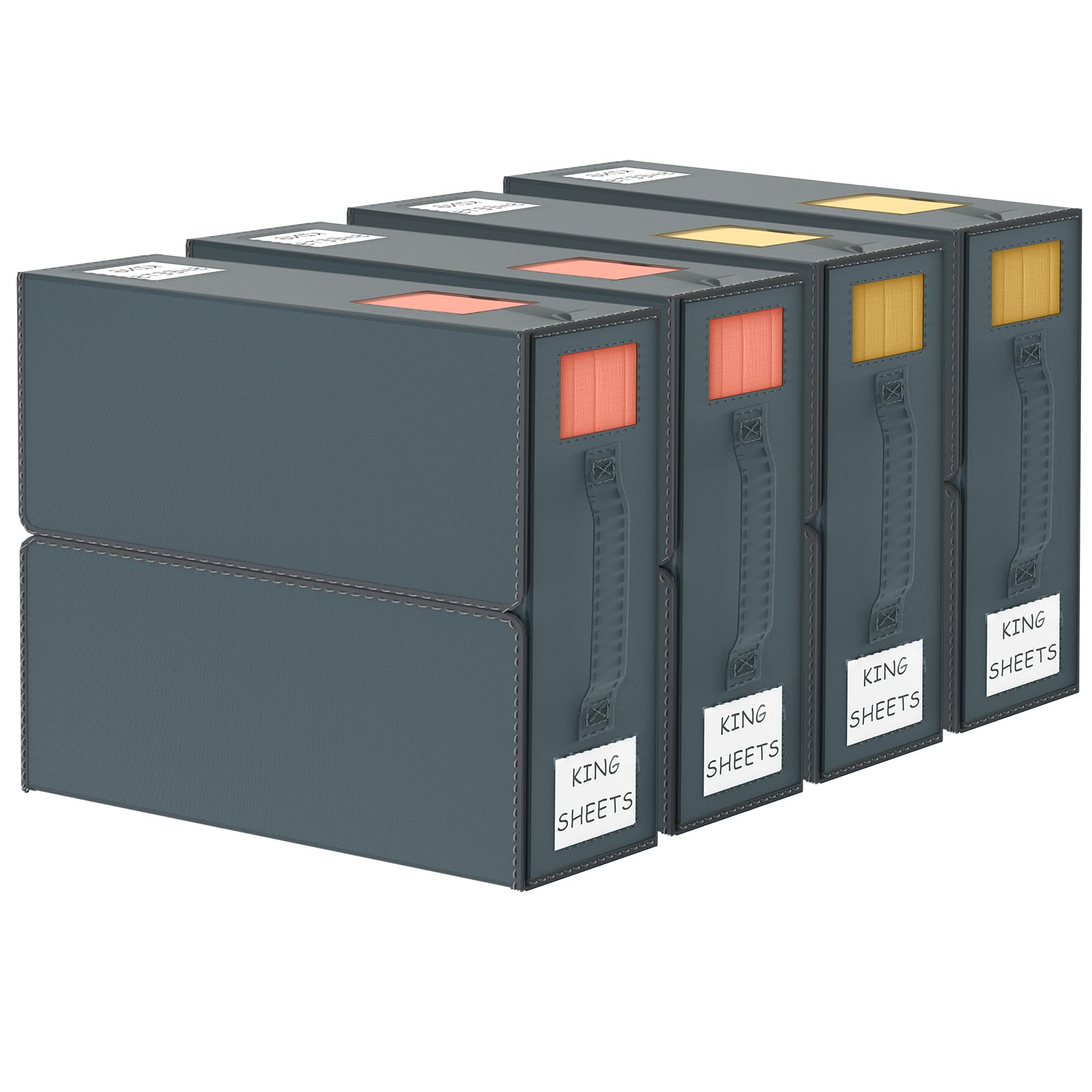 Bed Sheet Organizers and Storage - 4 Pack (Queen or King Size),Foldable Storage Box for Duvet Cover Set, Linen Closet Organizer