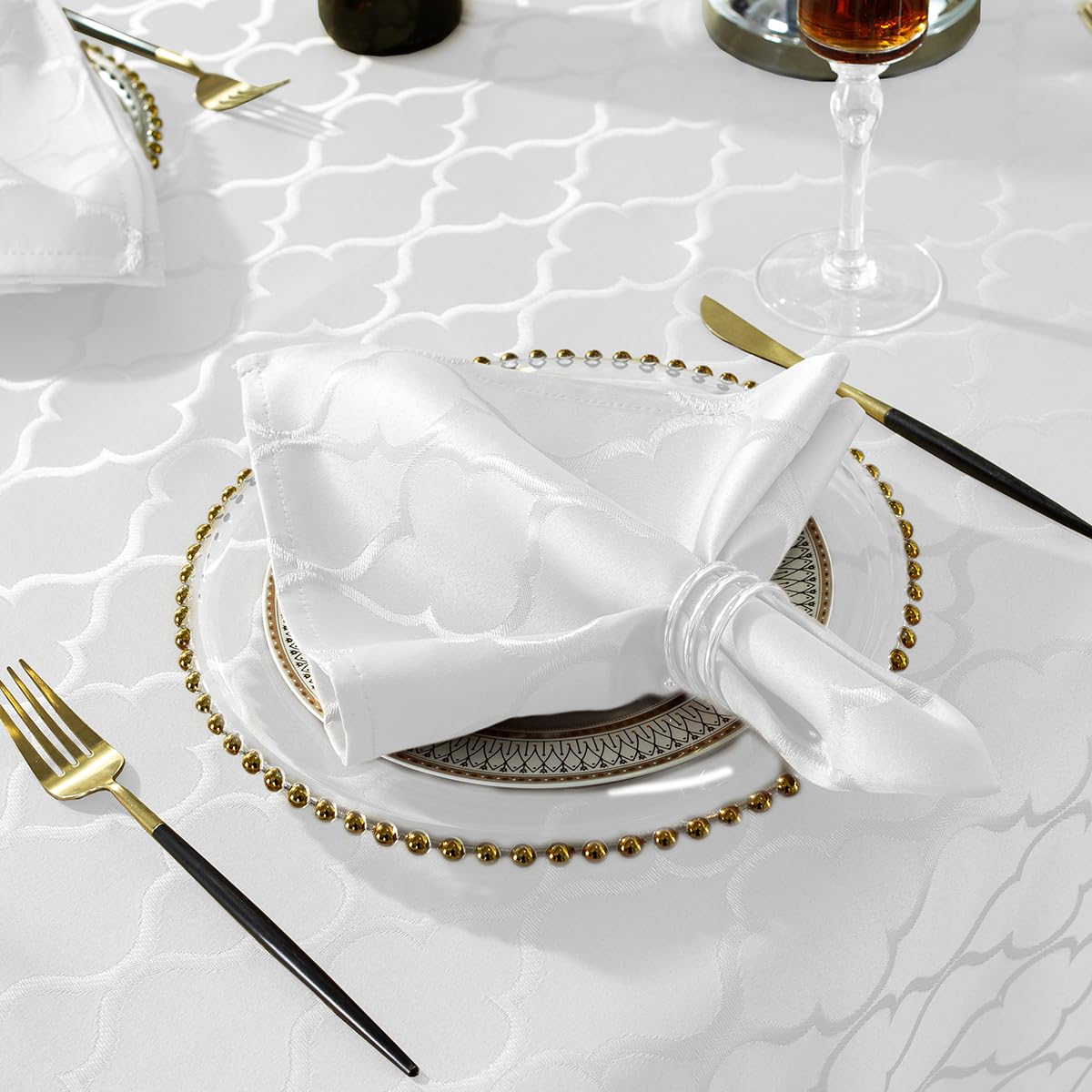 Jacquard Cloth Napkins 20 X 20 Inch Flower Pattern 4 Pieces Solid Washable Comfortable For Restaurant Family Dinners Weddings Pa