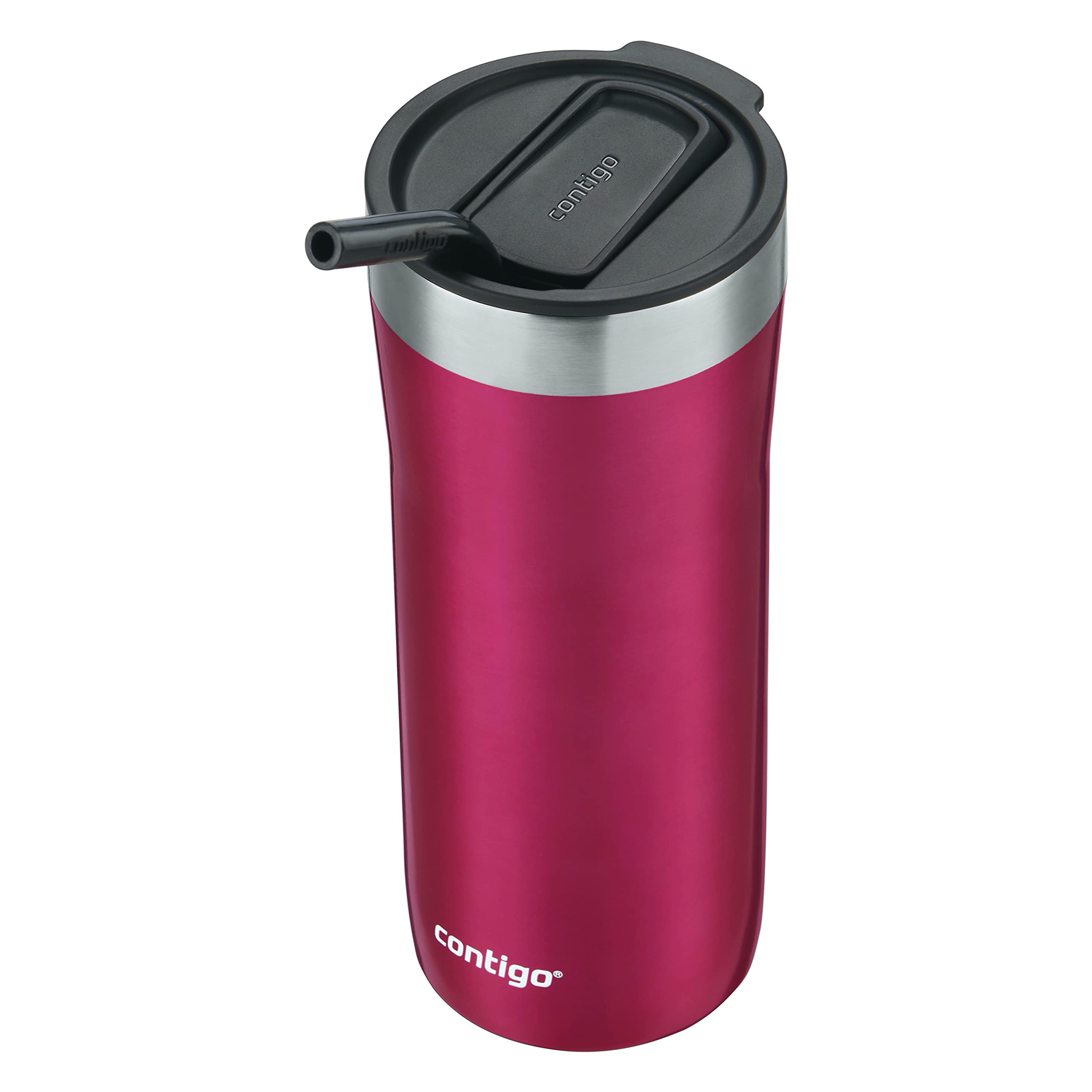 Contigo Streeterville Stainless Steel Tumbler With Straw, Dragon Fruit, 24Oz.