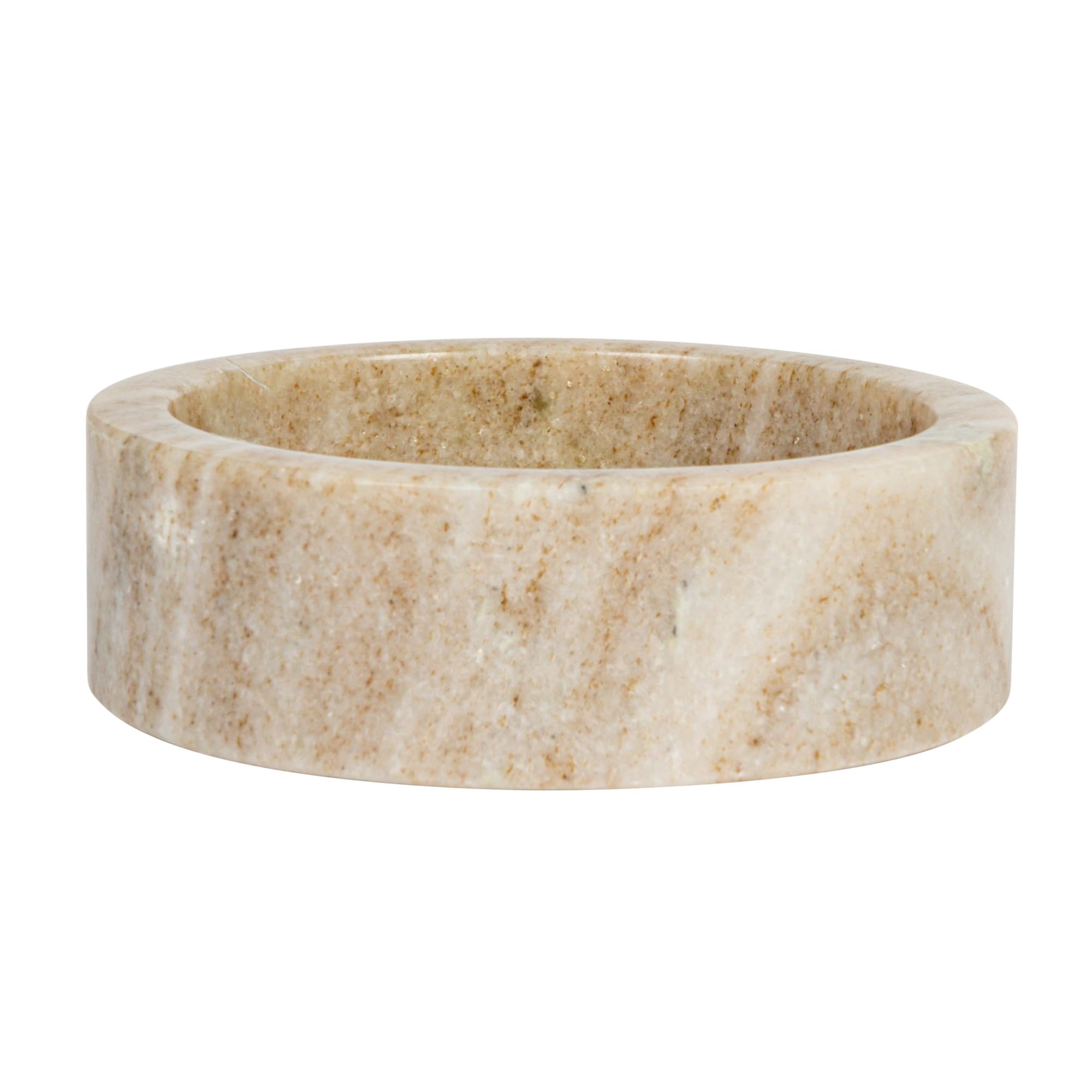 Bloomingville 5 Inches Round Marble Bottle Holder, Beige Dish