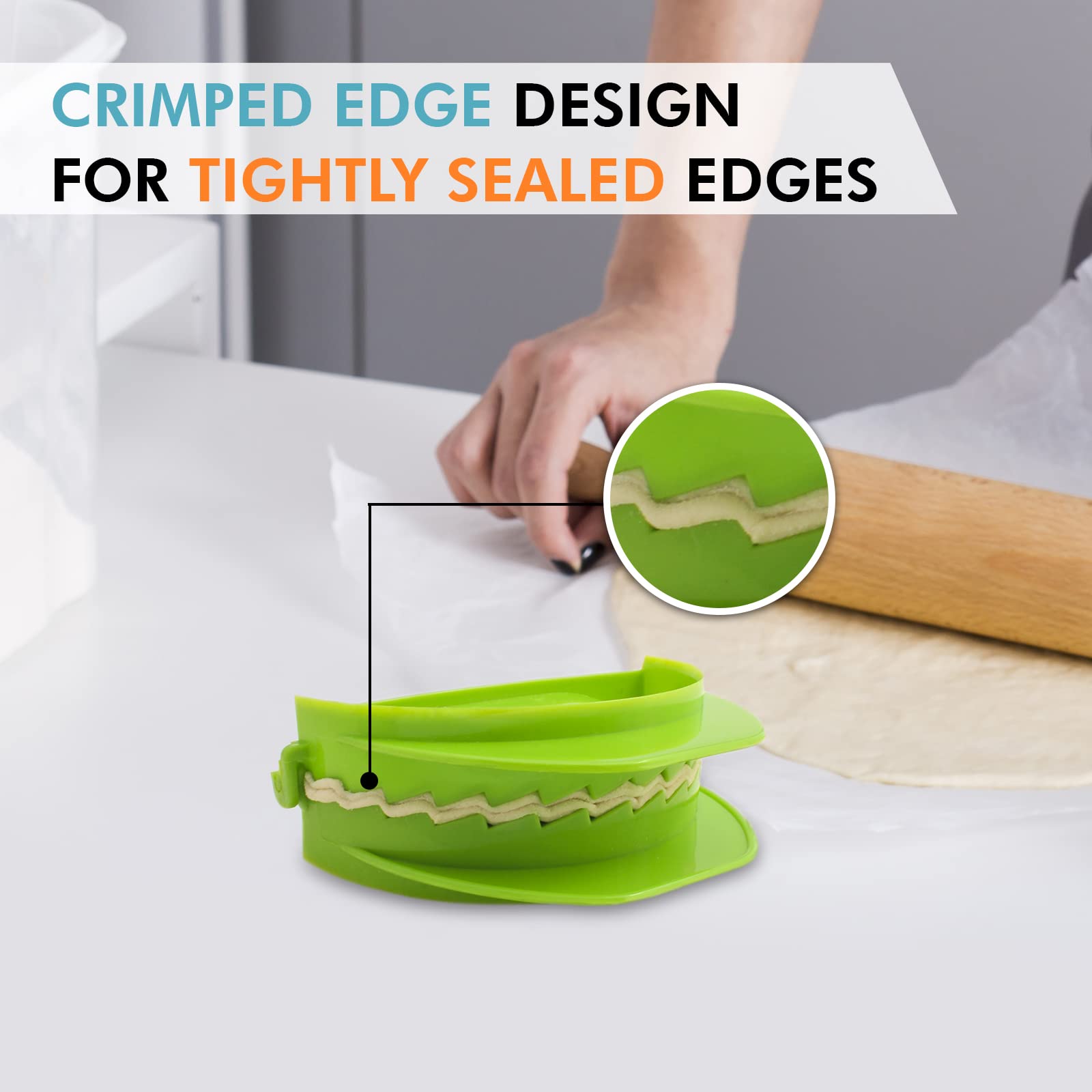 Zoie + Chloe Set Of 3 Dough Press - Plastic Pastry Shaper & Empanada Maker Press With Crimped Crust Edges - Kitchen Tools For Ma