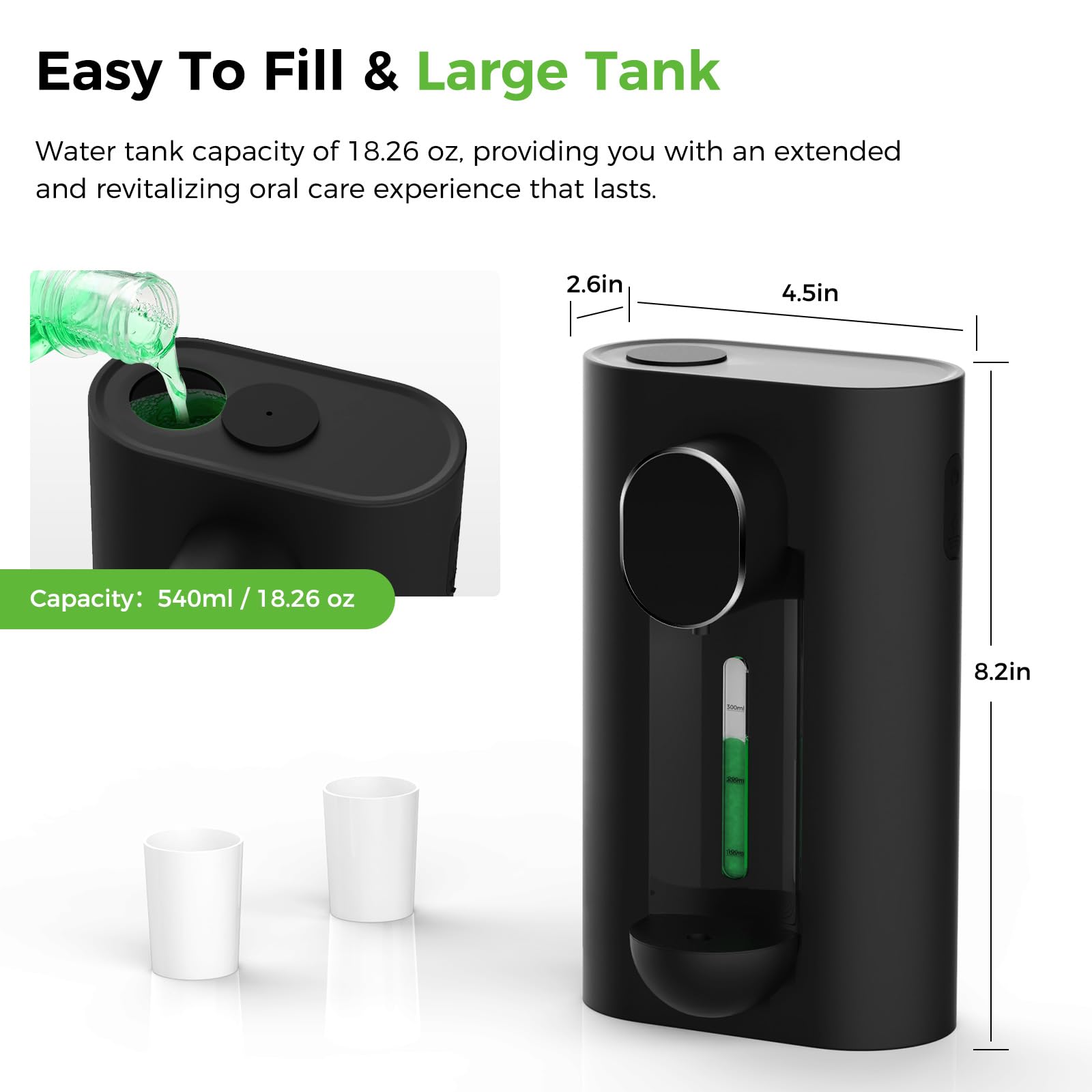 Oylik Automatic Mouthwash Dispenser 18.26 Oz Touchless Mouthwash Dispenser For Bathroom 2 Magnetic Cup Usb Rechargeable And 3 Di