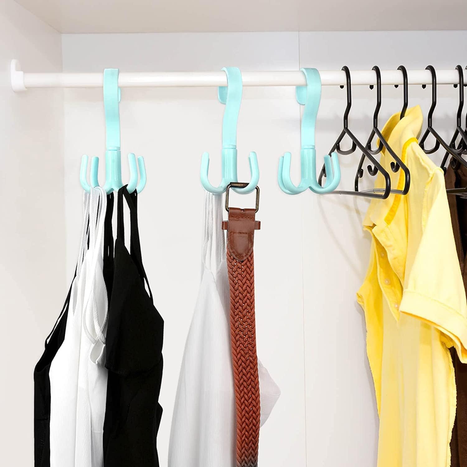Jialto 4 Pcs Multi-Function 360 Degree Rotatable 4 Claw Hook Closet Hanging Organizer Hangers For Closet Organizer, 360 Degree R