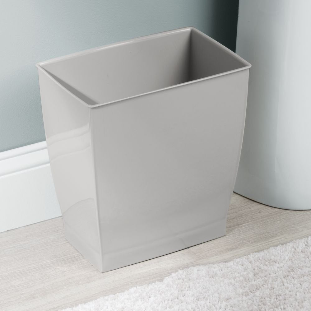 Idesign Mono Spa Rectangular Trash Can For Bath, Bedroom, Office - 11.25'' X 7.5'' X 12'', 2.5 Gallon, Gray