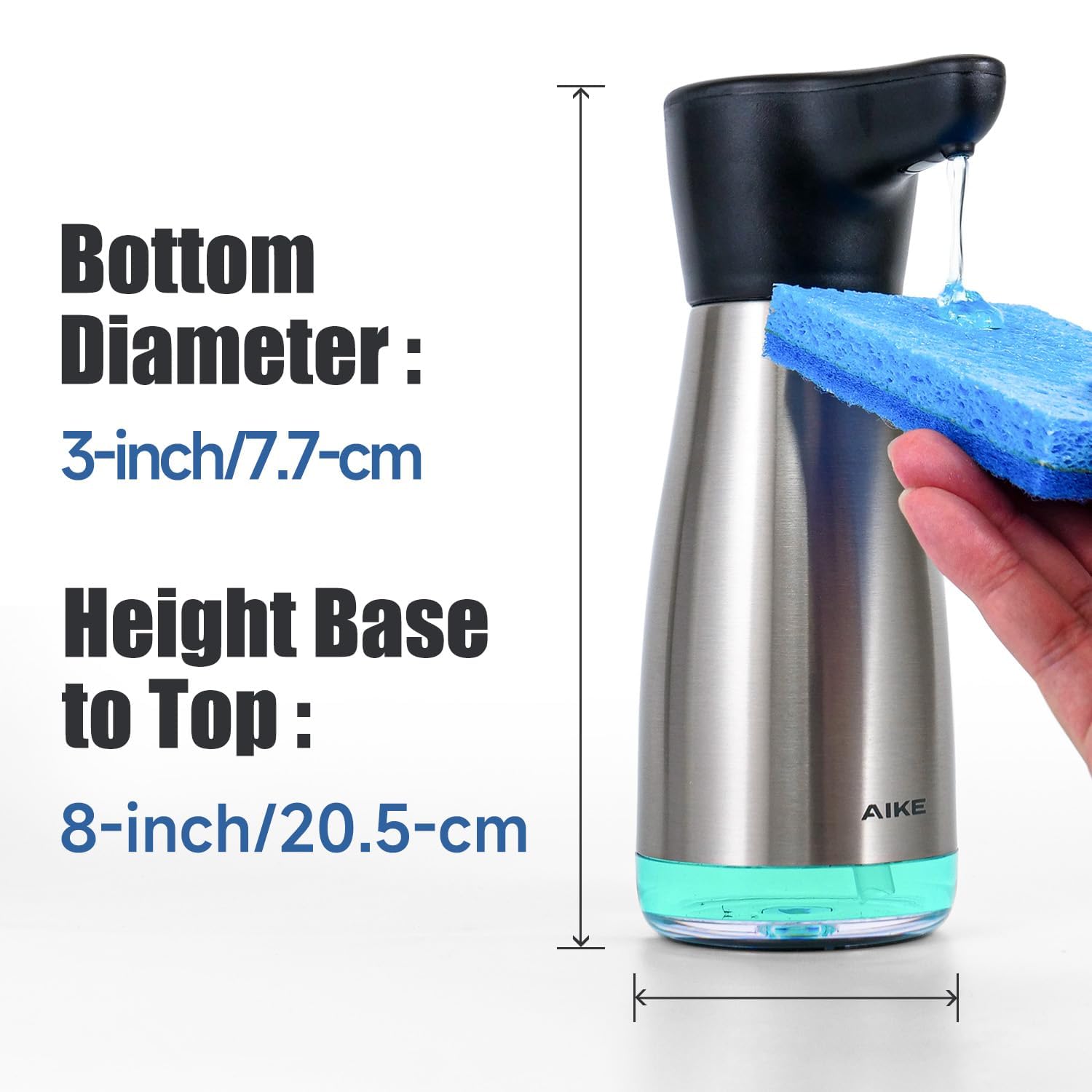 Aike Magnetic Charging Waterproof Automatic Soap Dispenser For Liquid Soap Spot Resist Stainless Finish 14Fl.Oz. Model Ak1337