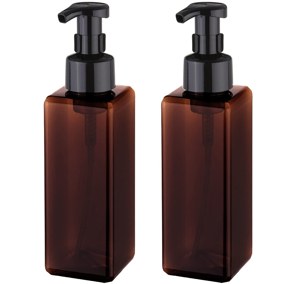 Uujoly Foaming Soap Dispenser 1L (33.8Oz) Refillable Plastic Pump Bottle For Liquid Soap, Shampoo, Body Wash (2 Pcs) (Amber)