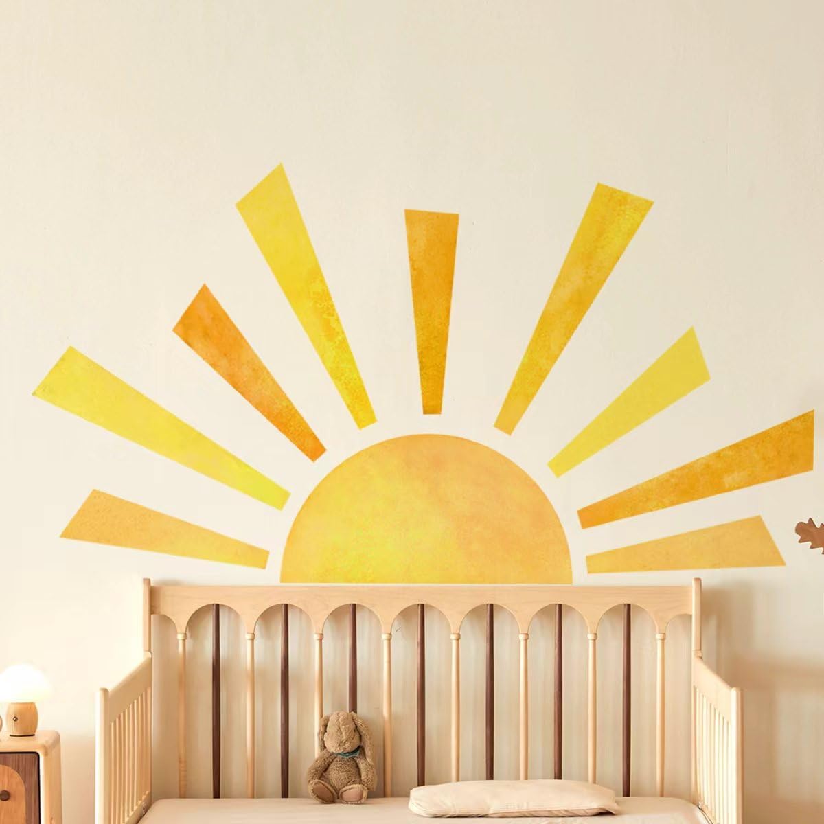42 X 23.5 Inch Half Sun Wall Decals Watercolor Sun Wall Stickers Removable Peel And Stick Modern Wall Decals Sunshine Wall Stick