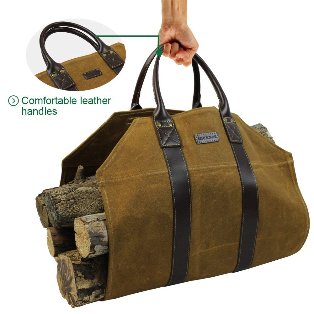 Inno Stage Canvas Wood Carriers Firewood Log Tote Bag Waxed Canvas Fire Wood Carrying Hay Hauling Holder For Fireplace Stove Acc