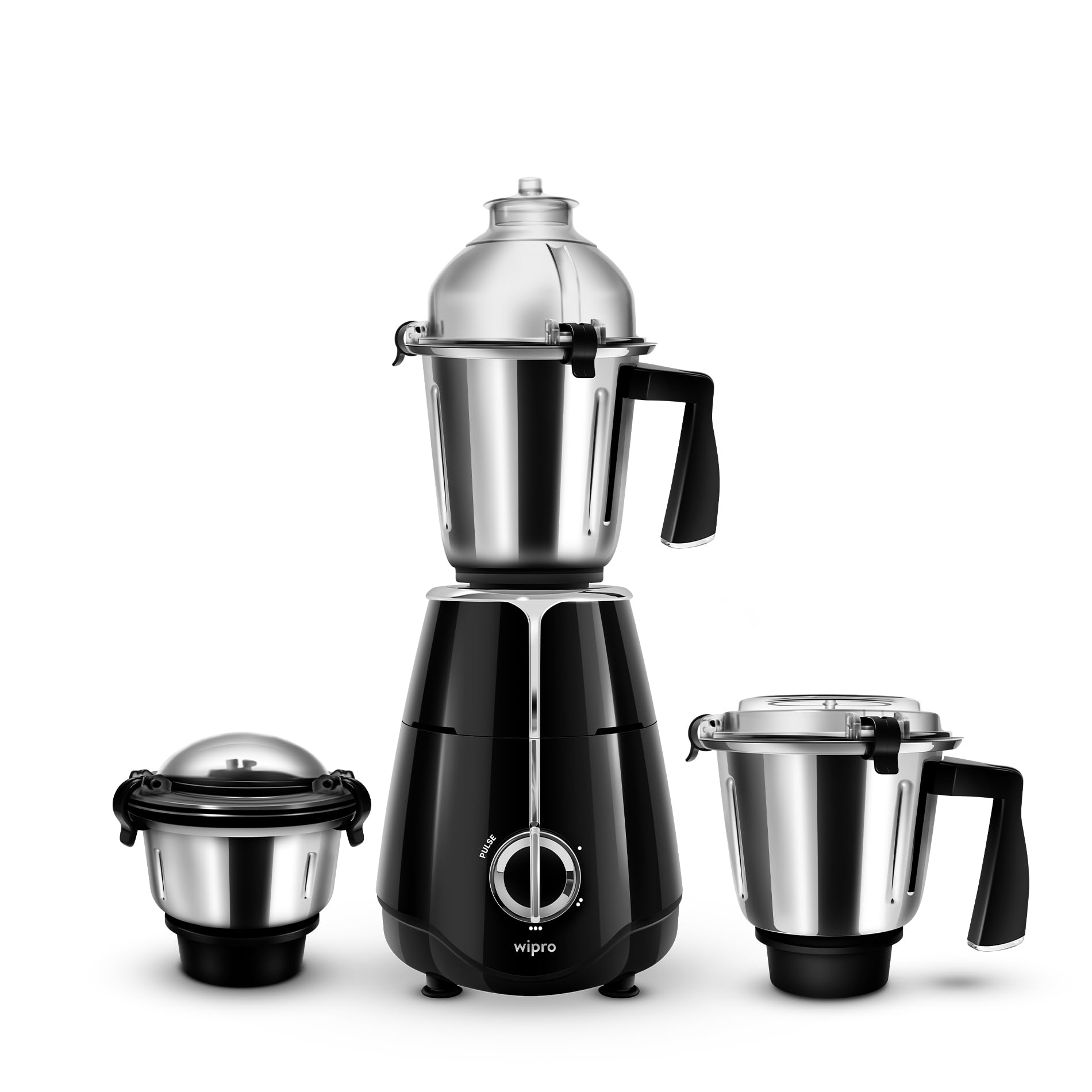 Wipro Elato Fmg208 800 Watt Mixer Grinder With 3 Jars,Heavy Duty 100% Copper Ball Bearing Motor With 5 Year Warranty,Superfast G