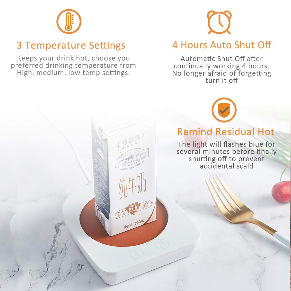 VOBAGA Coffee Warmer & Mug Warmer for Home Office Home Desk Use  20w Electric Cup Beverage Warmer Plate with 3 Temperature Settings for Tea  Water  Cocoa  Soup with Auto Shut Off After 4 Hours